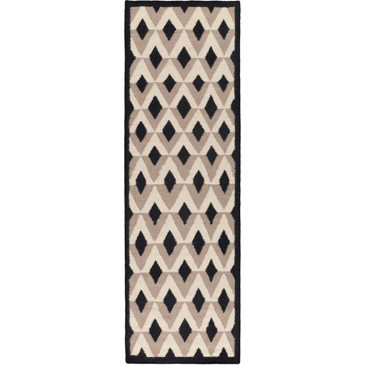 Dwell D 96 X 30 inch Black, Khaki, Taupe Rug