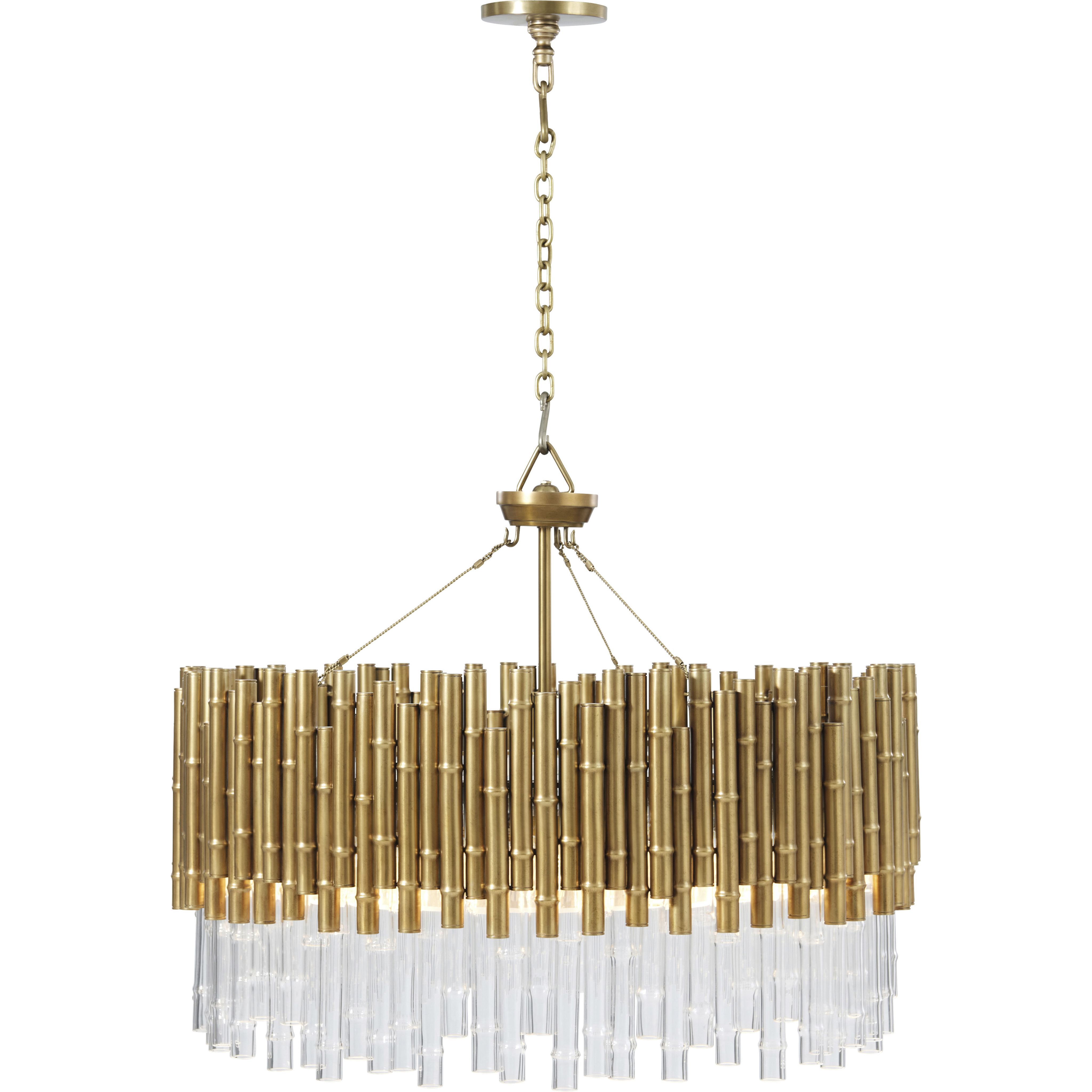 Kesden 35.5 inch Brass Bamboo Chandelier Ceiling Light, Grande Round, TA Illuminations