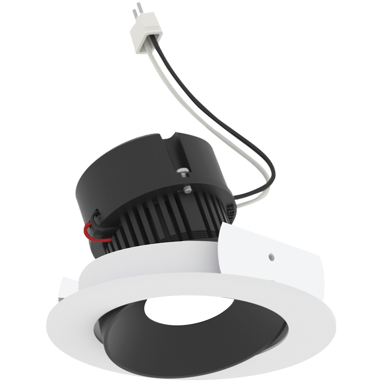 Pearl Black Reflector / Warm White Flange LED Round Adjustable Cone Retrofit in 3000K, Black / Warm White, 4" Retrofit