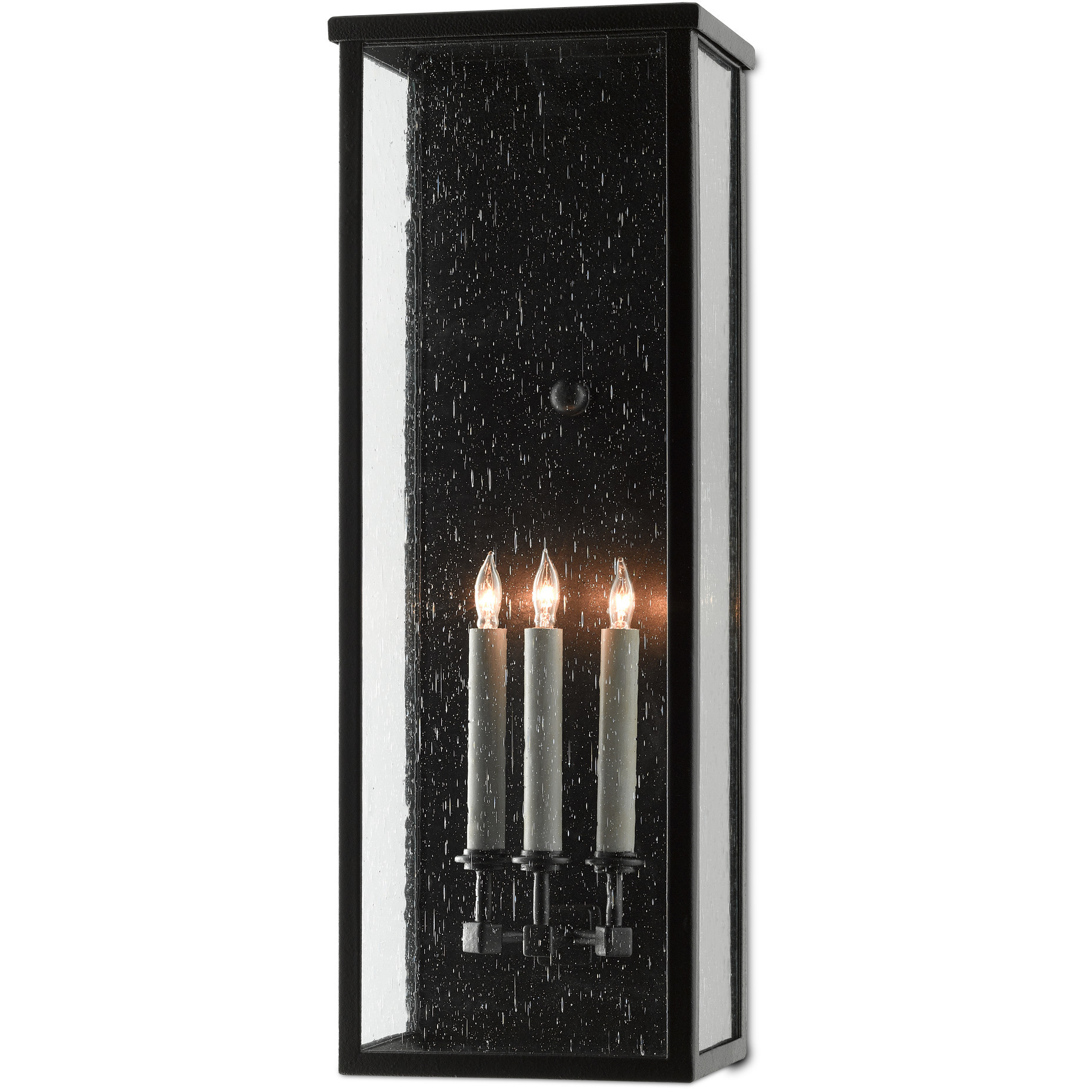Tanzy 3 Light 28 inch Midnight Black Outdoor Wall Sconce, Large