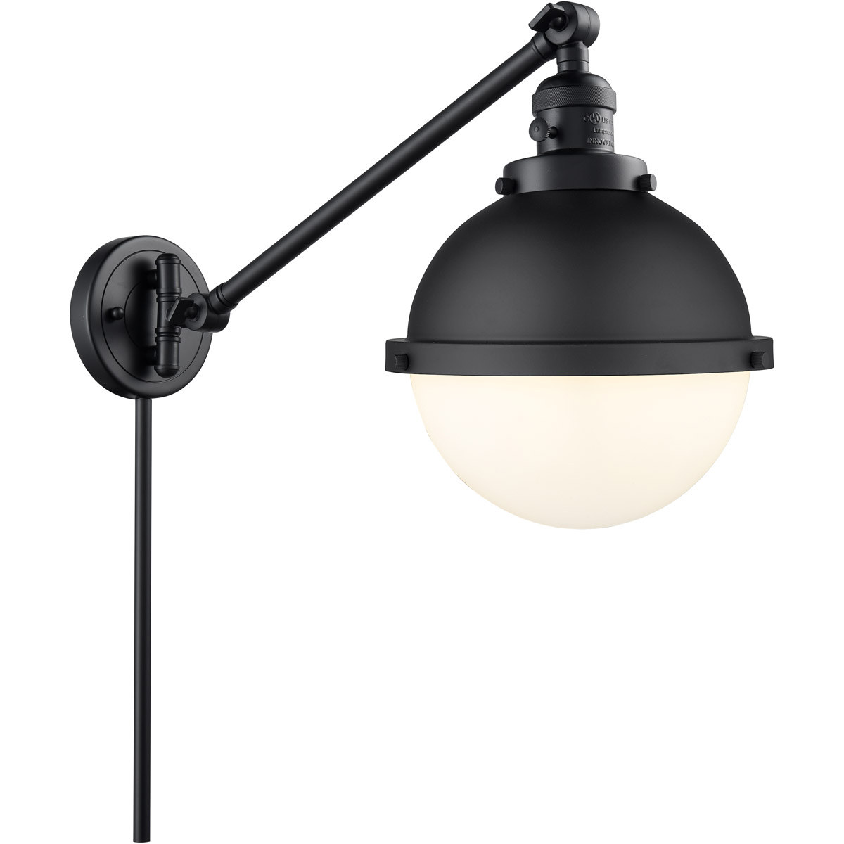 Franklin Restoration Hampden 20.5 inch 60 watt Brushed Satin Nickel Swing Arm Wall Light in Matte White Glass