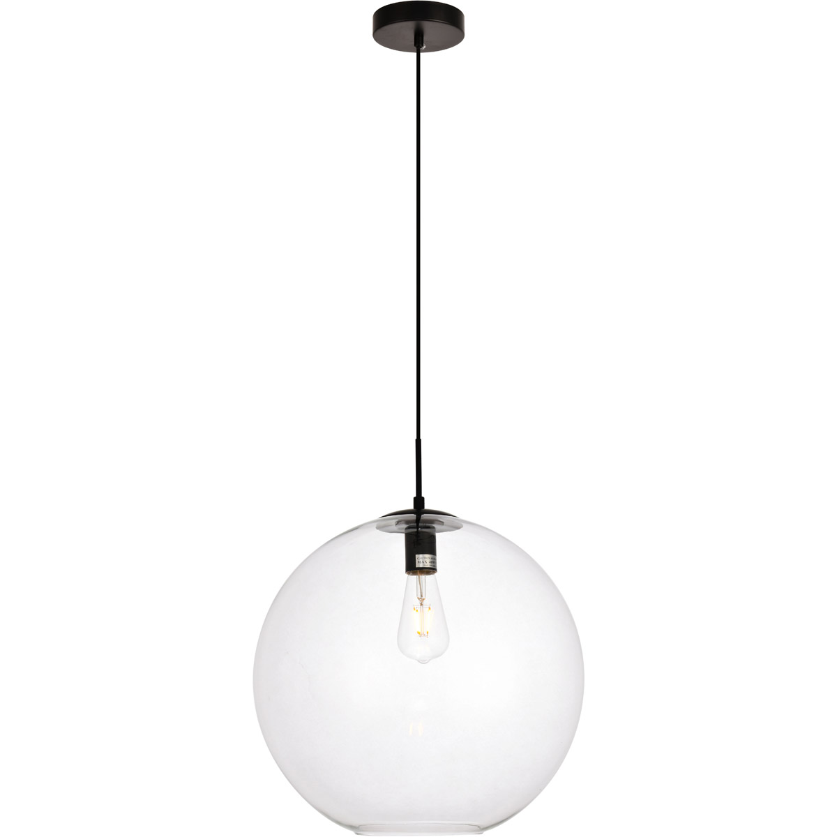 Placido 1 Light 15.7 inch Black and Clear Pendant Ceiling Light