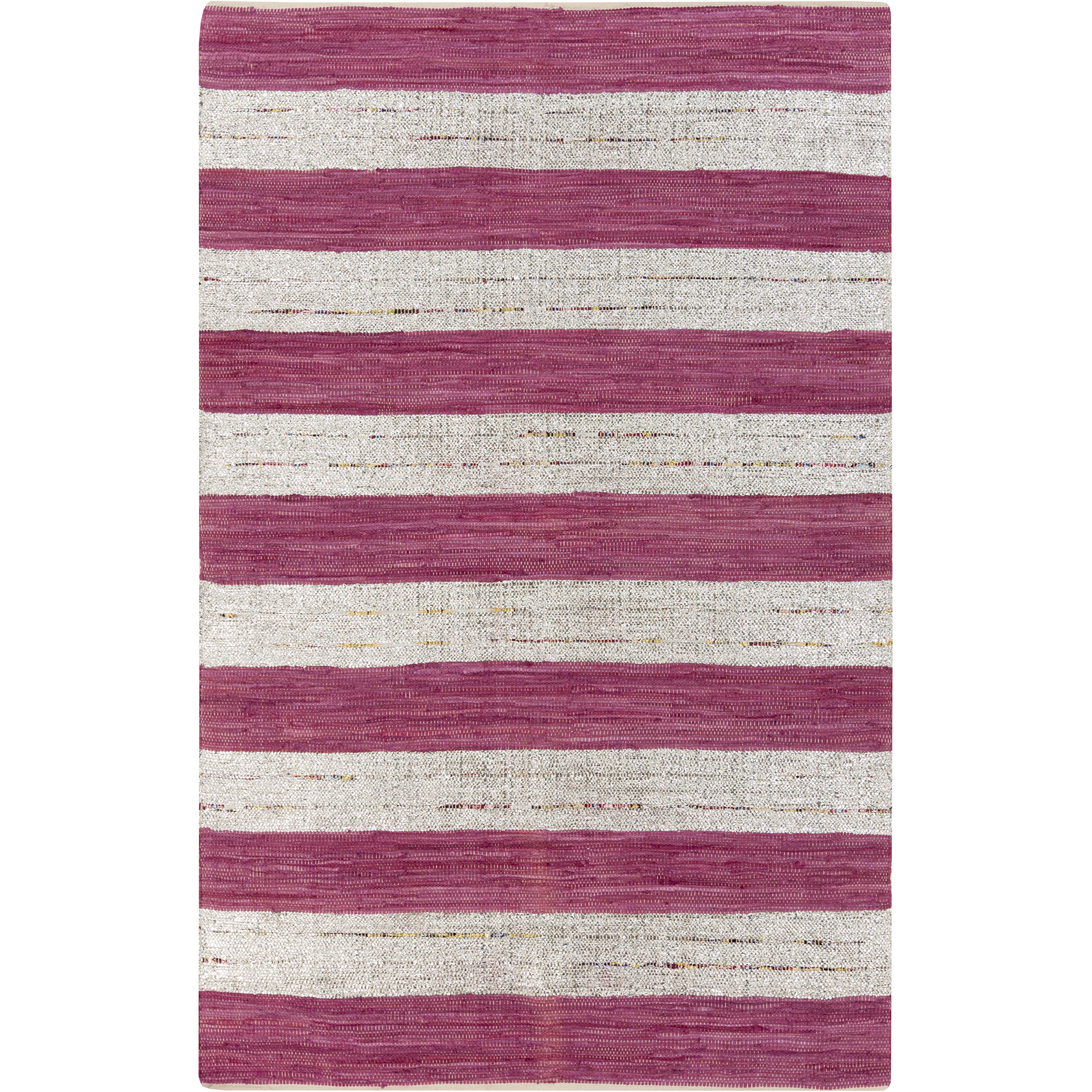 Tuttifrutti 72 X 48 inch Fuchsia, Khaki, Metallic - Silver Rug