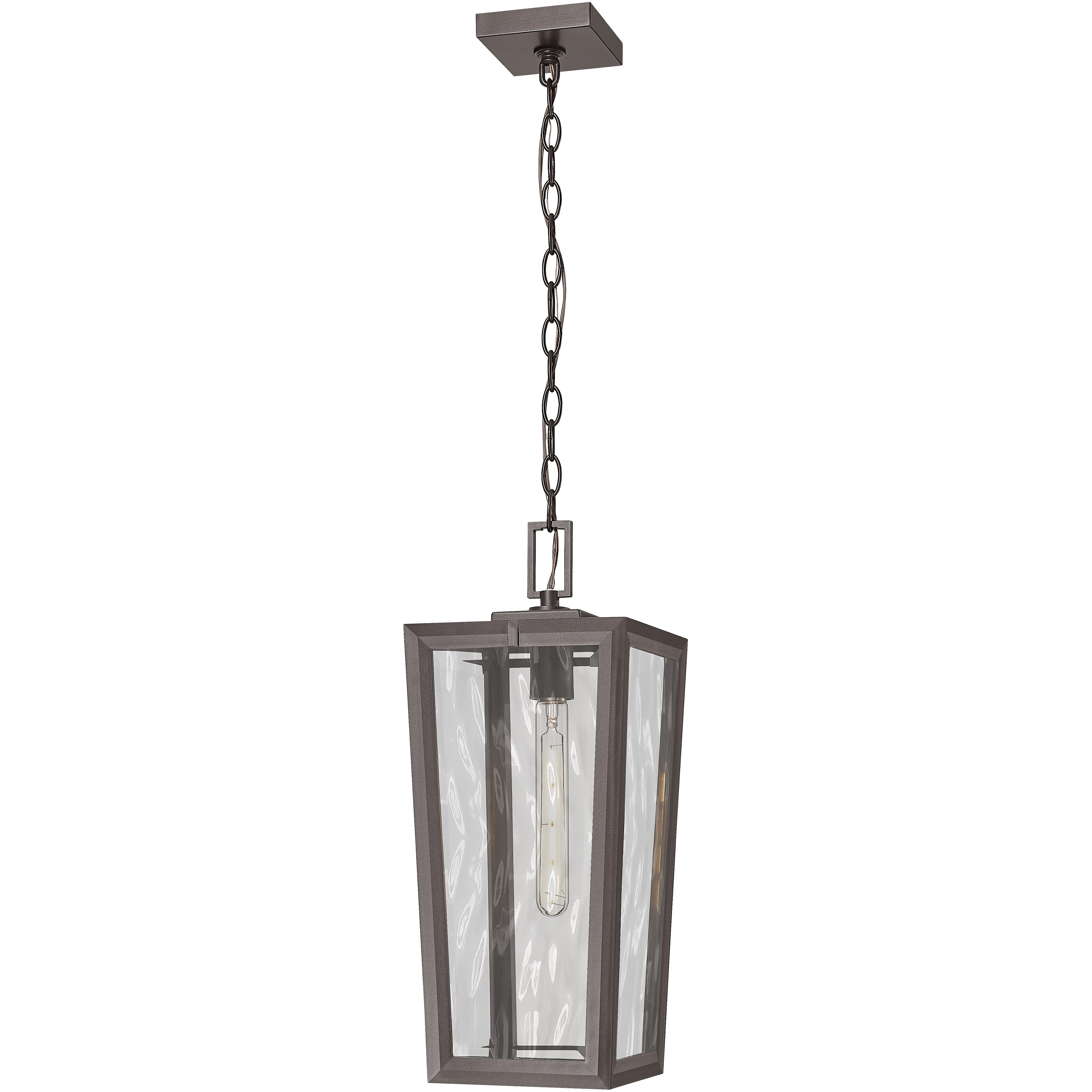 Madison 1 Light 8 inch Bronze Outdoor Pendant in Waterglass