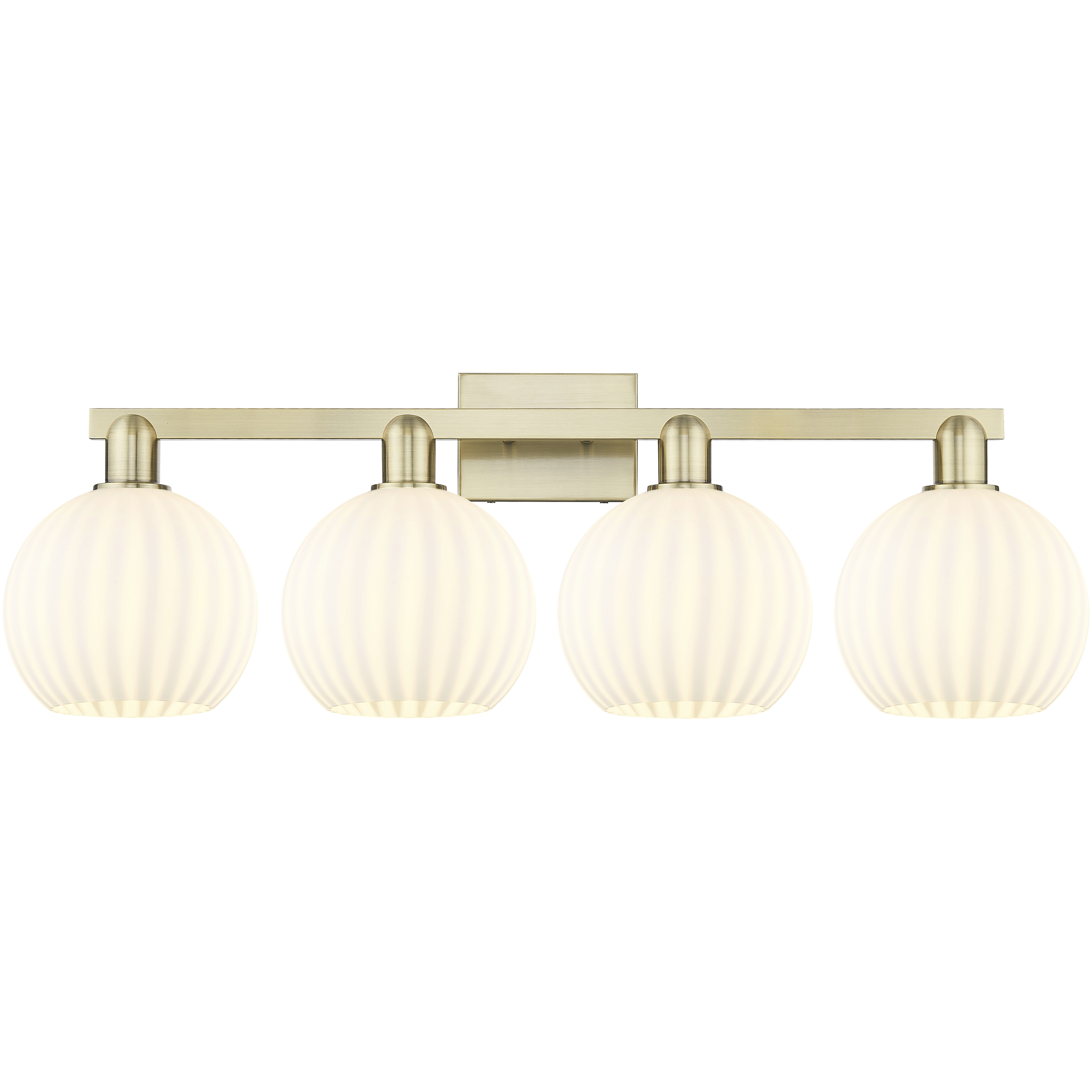 Arcadia White Venetian 4 Light 35 inch Antique Brass Bath Vanity Light Wall Light