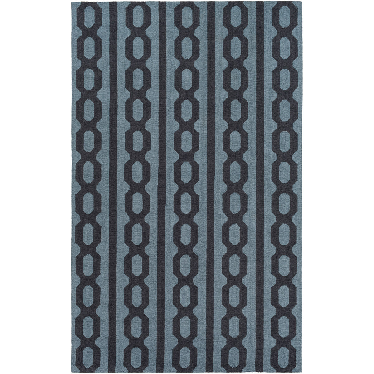 Lockhart 120 X 96 inch Blue and Black Area Rug, Wool