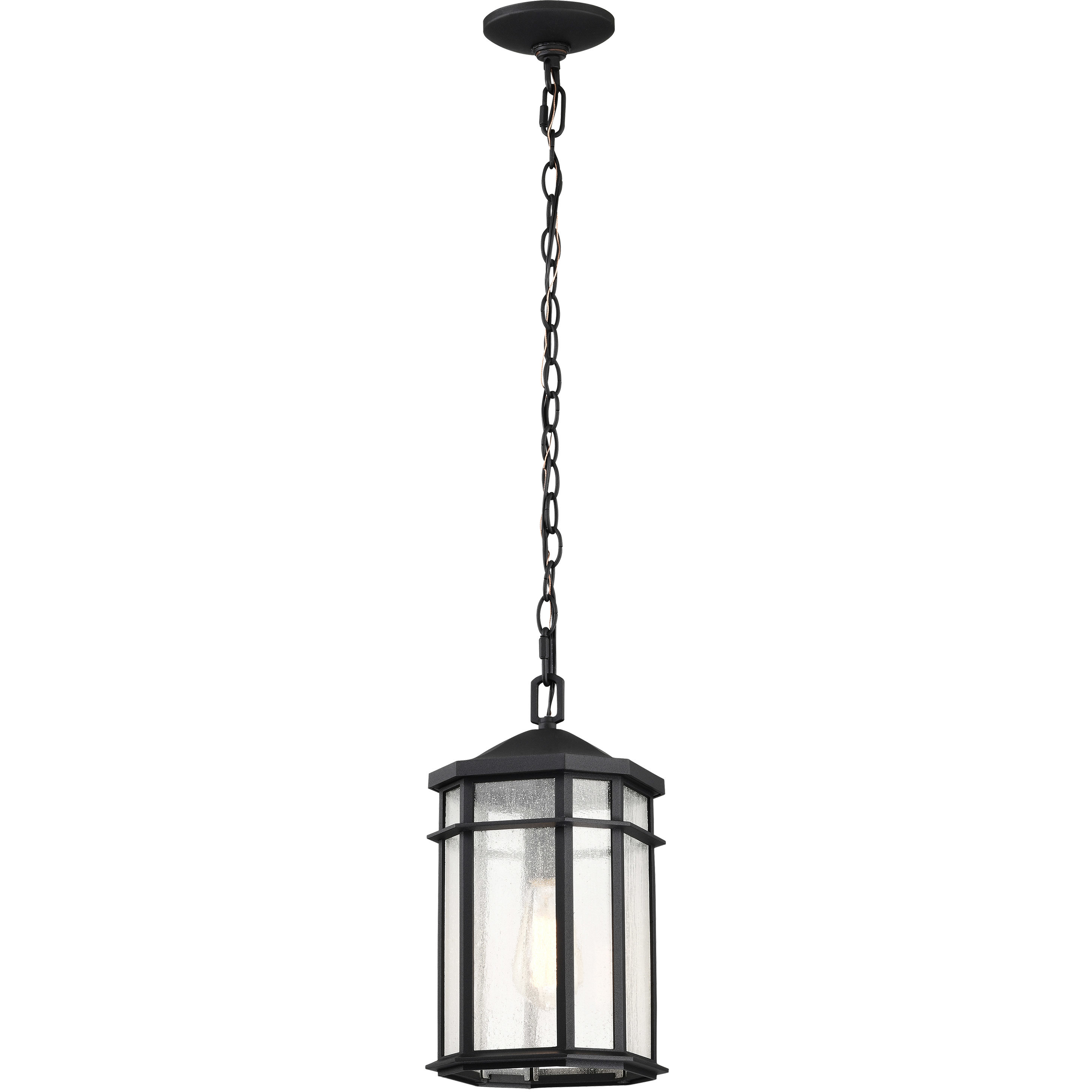 Raiden 7.5 inch Matte Black Outdoor Hanging Lantern