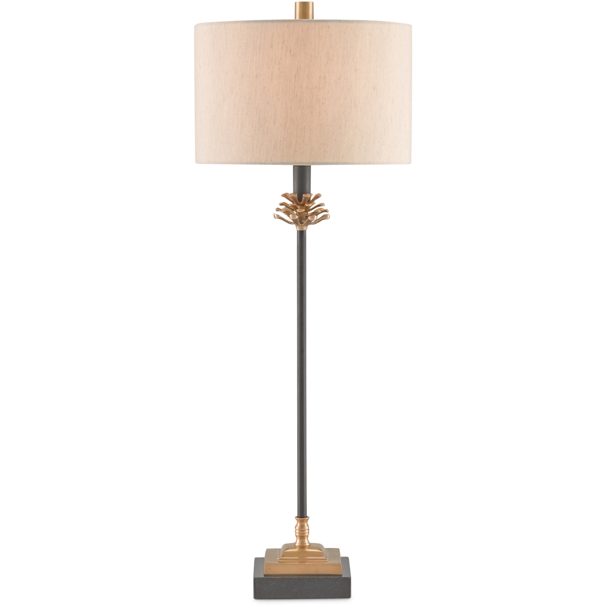 Pinegrove 30 inch 100 watt Antique Brass and Black Table Lamp Portable Light