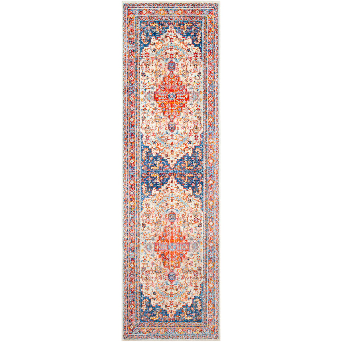 Ephesians 59 X 31 inch Pale Pink/Rose/Beige/Sky Blue/Cream/Burnt Orange Rugs, Rectangle