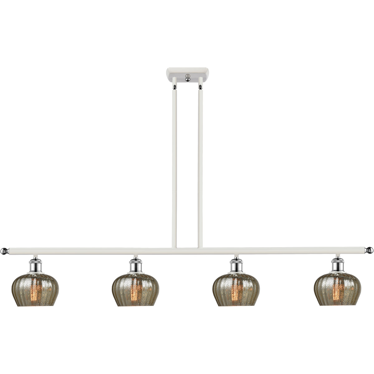 Ballston Fenton 4 Light 48 inch White and Polished Chrome Island Light Ceiling Light in Mercury Glass, Ballston