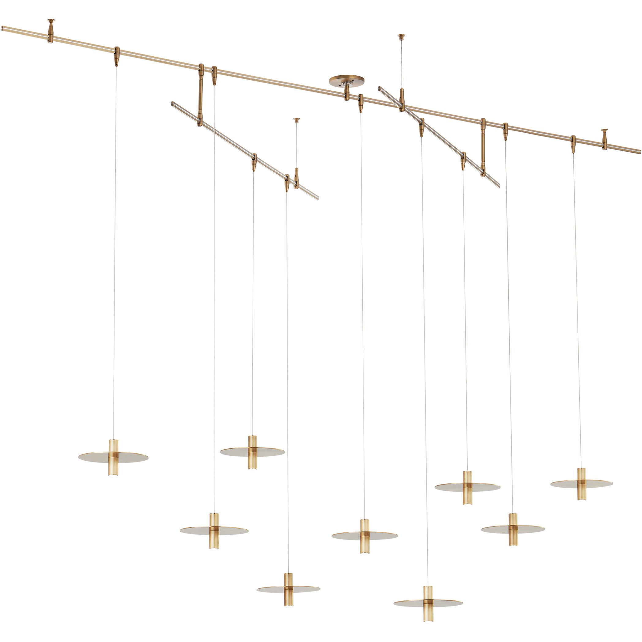 Sean Lavin Mini Ponte LED Natural Brass Chandelier Ceiling Light, Integrated LED