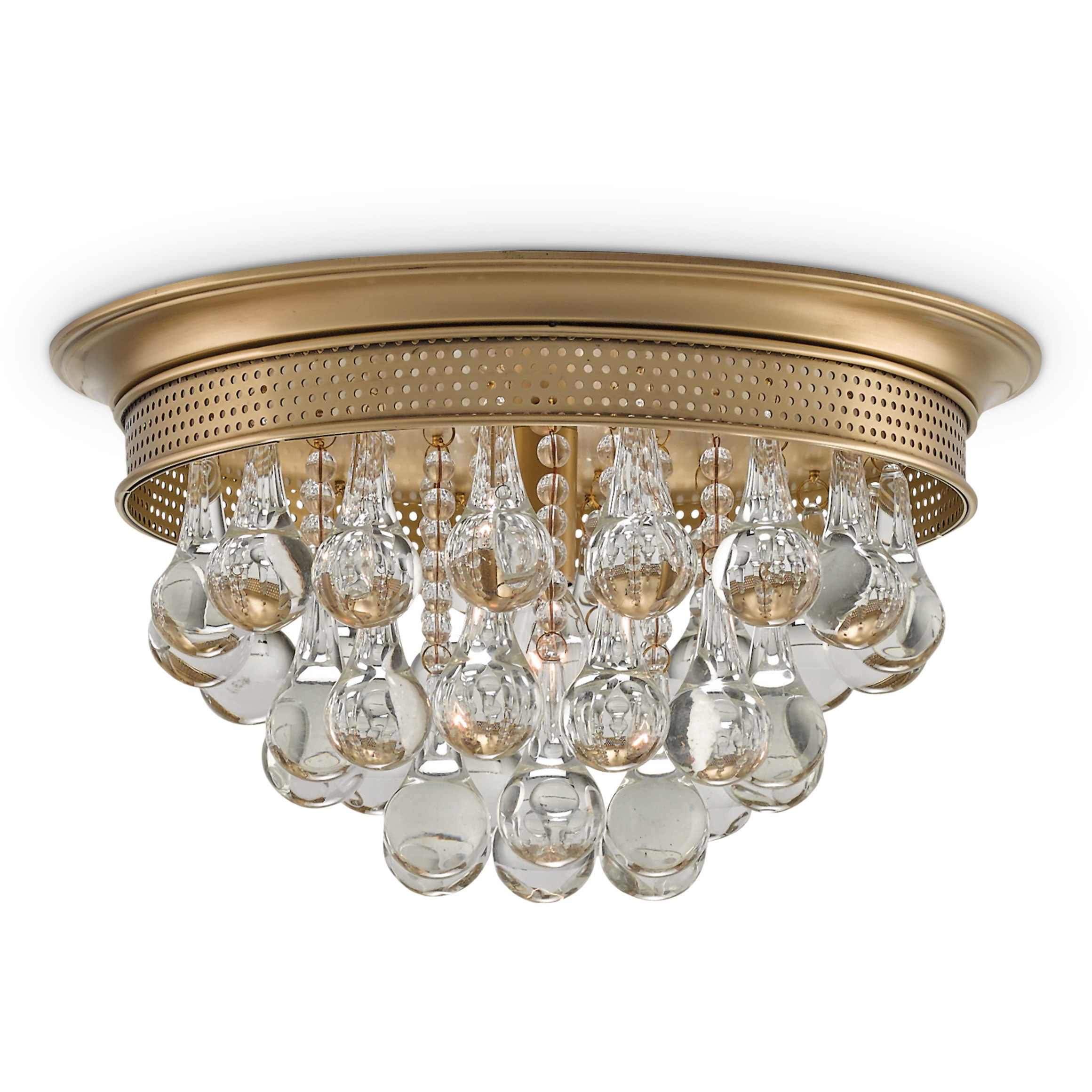 Worthing 1 Light 14 inch Antique Brass Flush Mount Ceiling Light