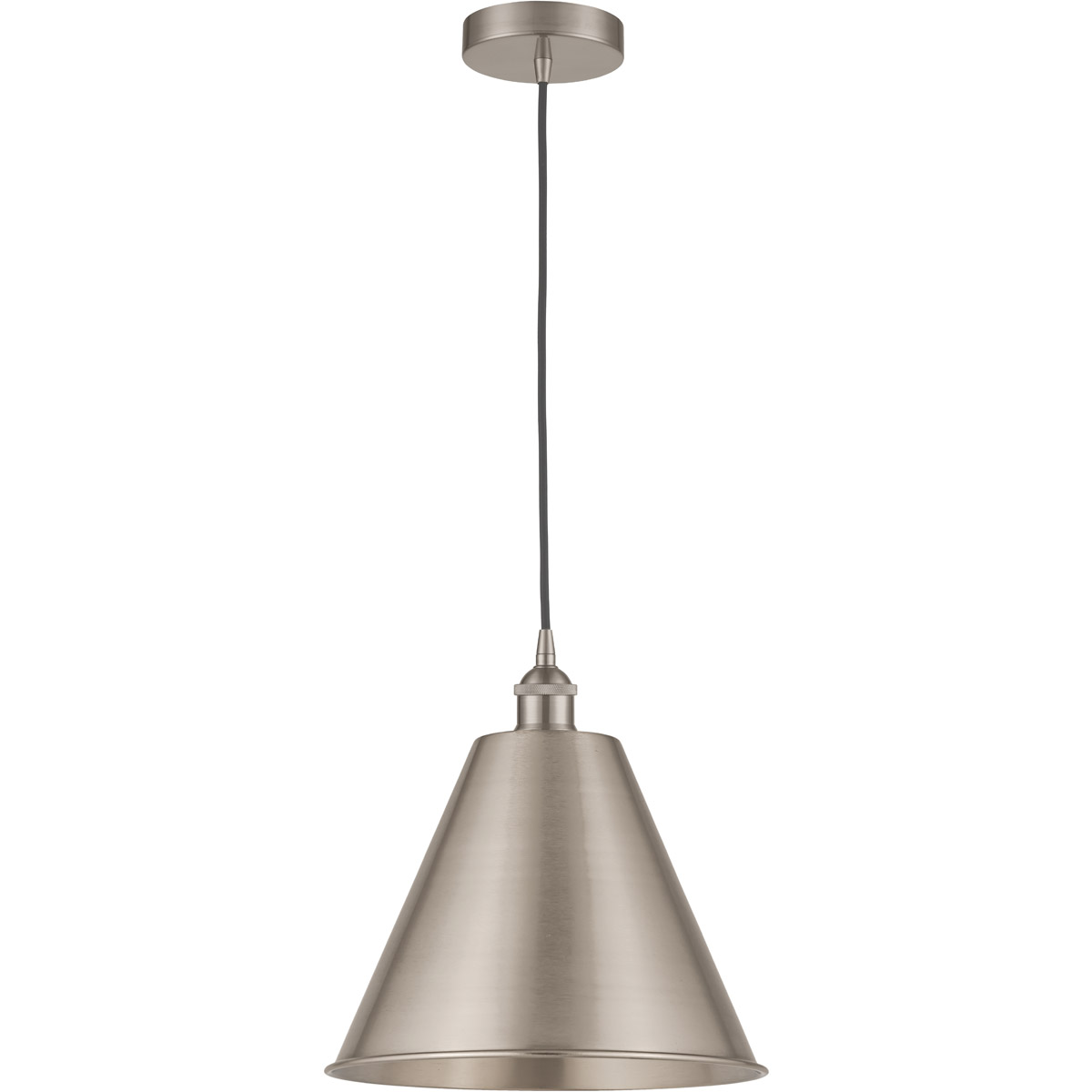 Edison Cone 1 Light 12 inch Brushed Satin Nickel Mini Pendant Ceiling Light