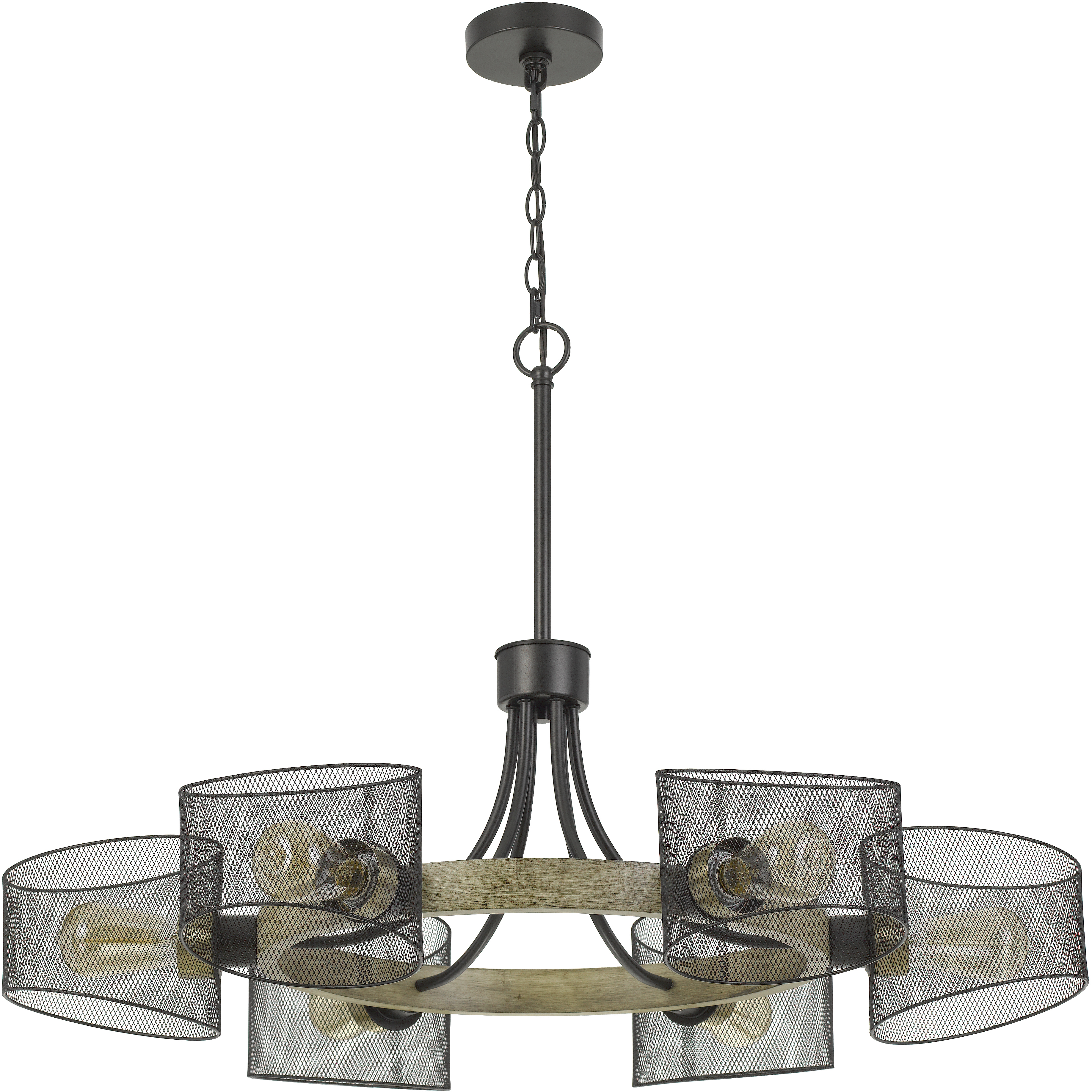 Dronten 6 Light 36 inch Wood/Black Chandelier Ceiling Light