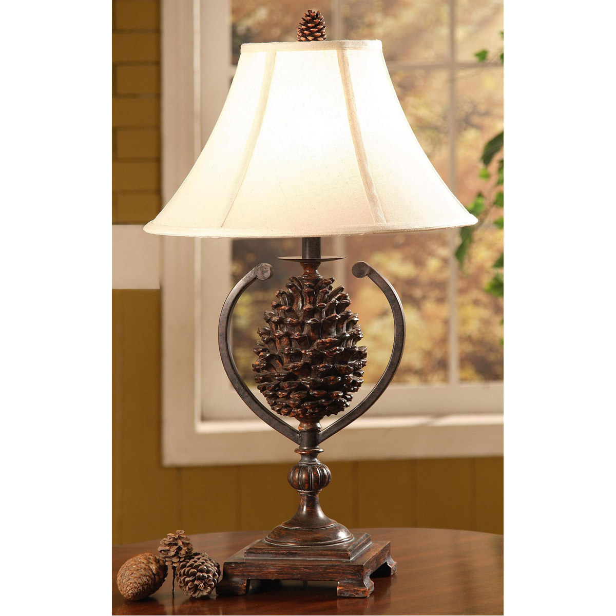 Pine Creek 31 inch 100 watt Bison Brown Accent Lamp Portable Light