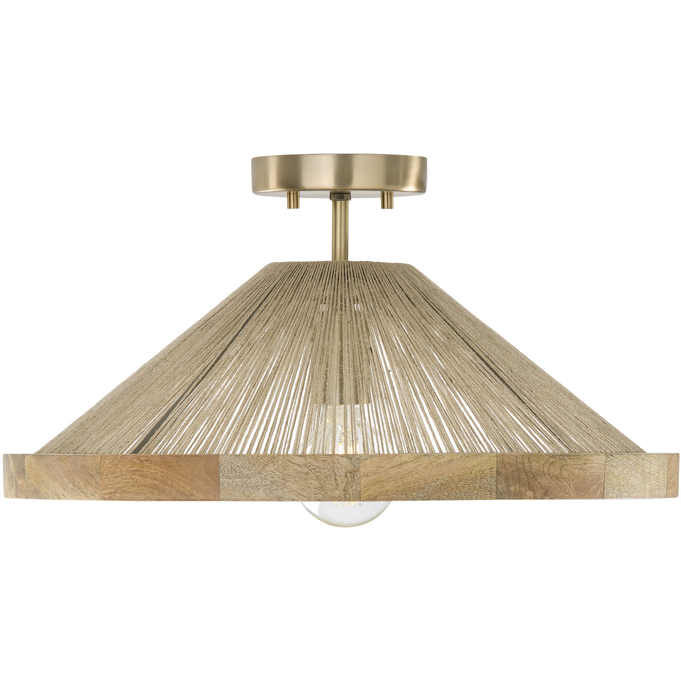 Maya 1 Light 19 inch Matte Brass Semi-Flush Ceiling Light, Convertible Dual Mount