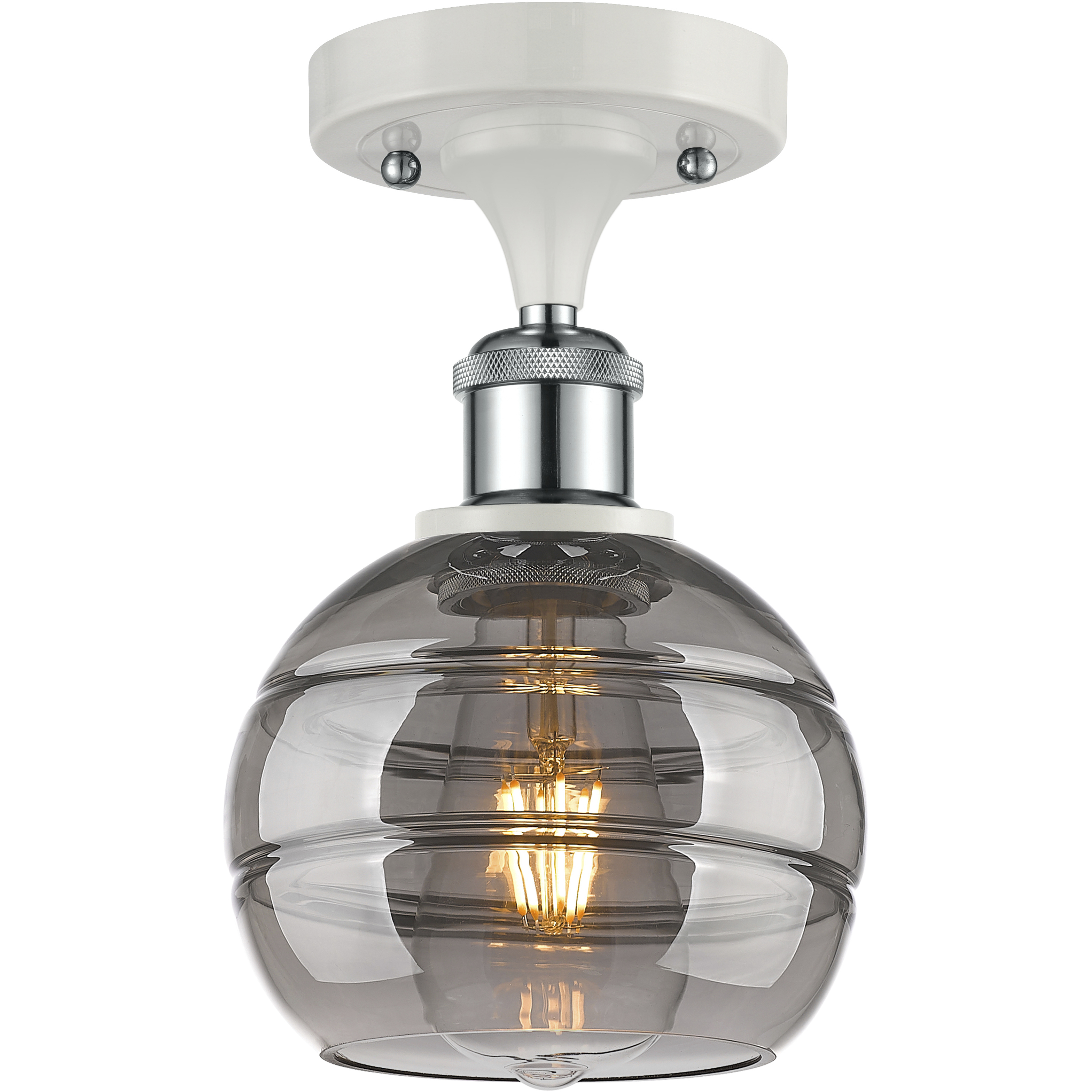 Ballston Rochester 1 Light 5.88 inch White Polished Chrome Semi-Flush Mount Ceiling Light