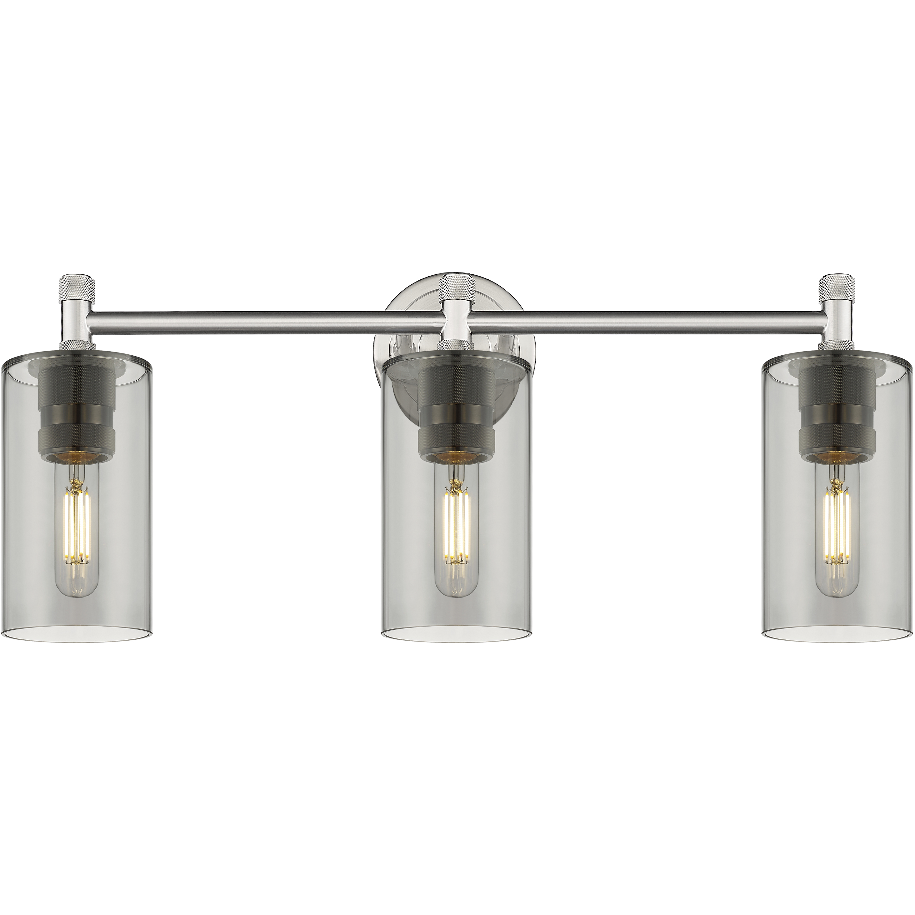 Downtown Urban Crown Point 3 Light 23.88 inch Satin Nickel Bath Vanity Light Wall Light in Plated Smoke