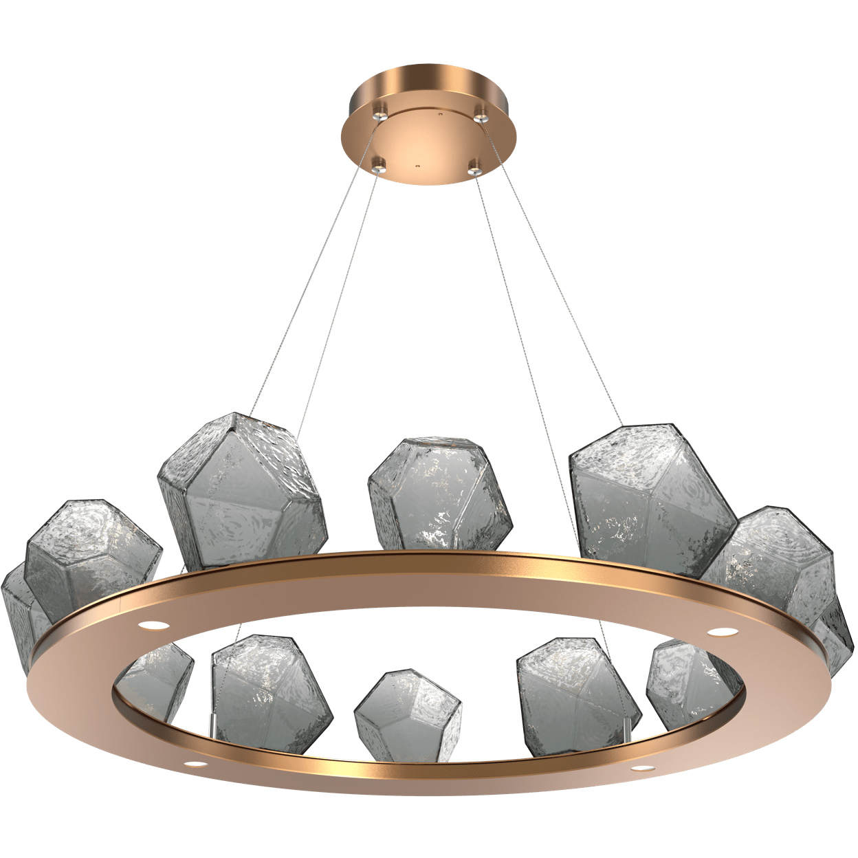 Gem LED 37.4 inch Novel Brass Chandelier Ceiling Light in Smoke, 2700K LED, Ring