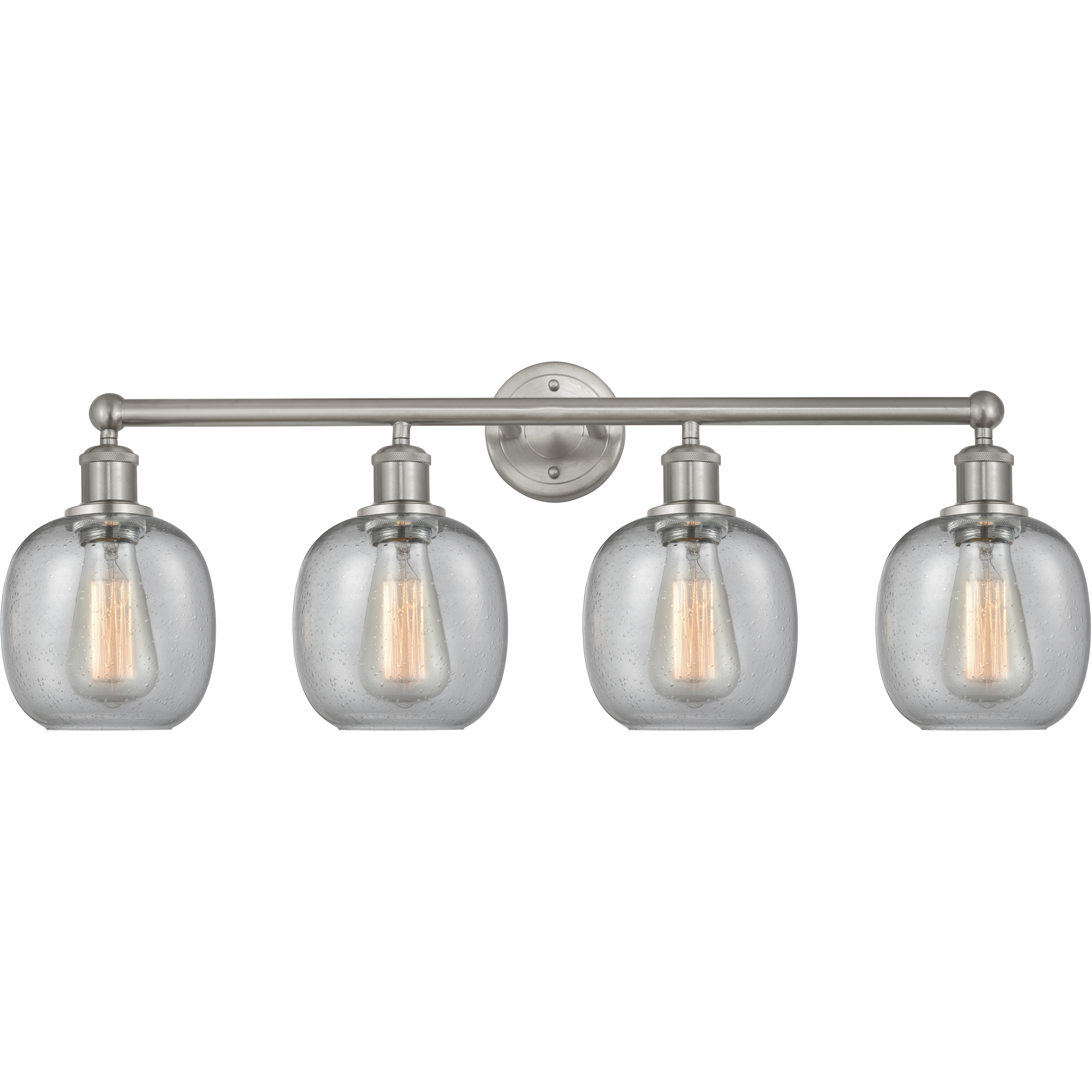 Edison Belfast 4 Light 33 inch Brushed Satin Nickel Bath Vanity Light Wall Light in Seedy Glass