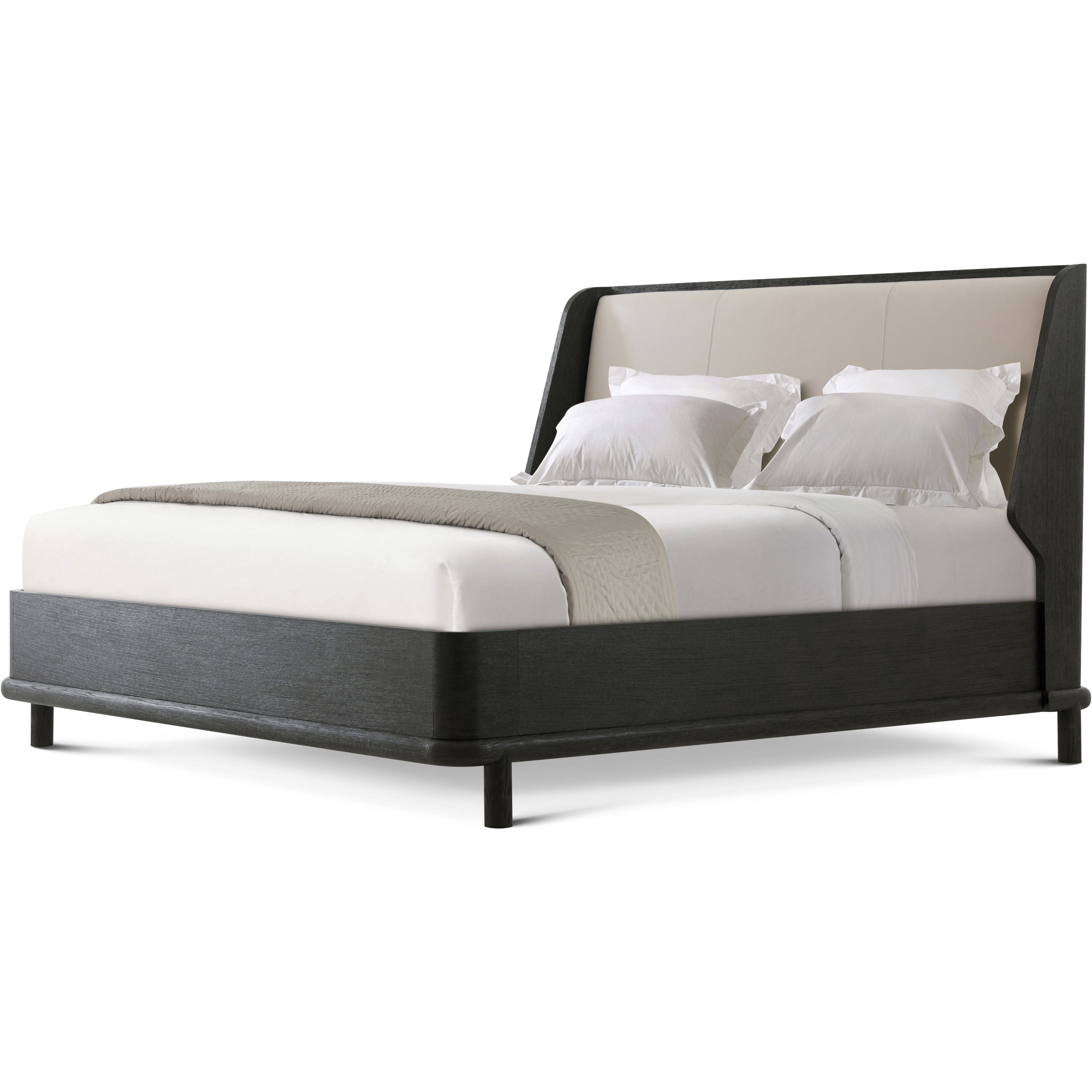 Repose Charcoal Oak US King Bed, Wooden, Upholstered