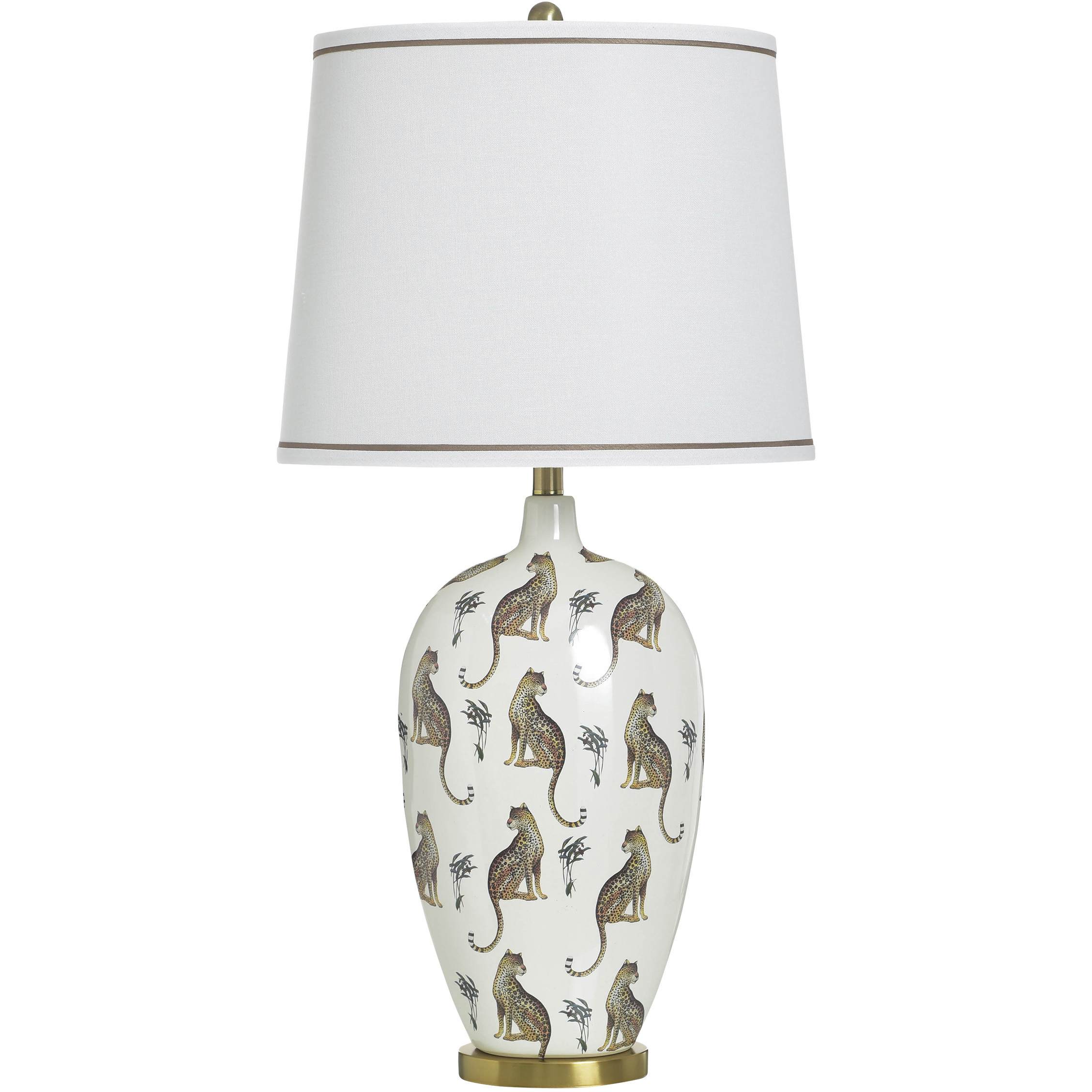 Cameron 33.5 inch 100 watt Cheetah Gold and White Table Lamp Portable Light