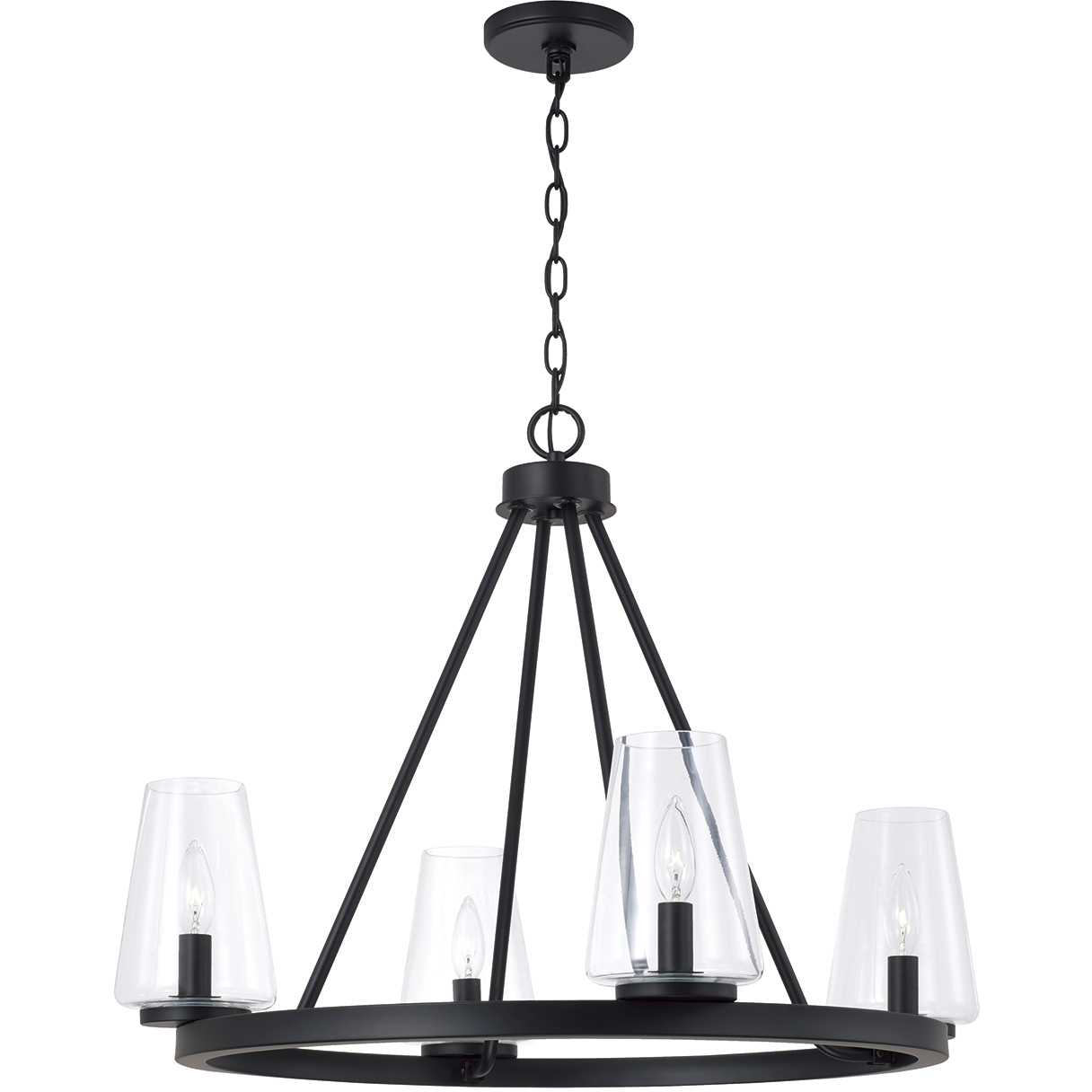 Aaron 4 Light 28 inch Matte Black Chandelier Ceiling Light