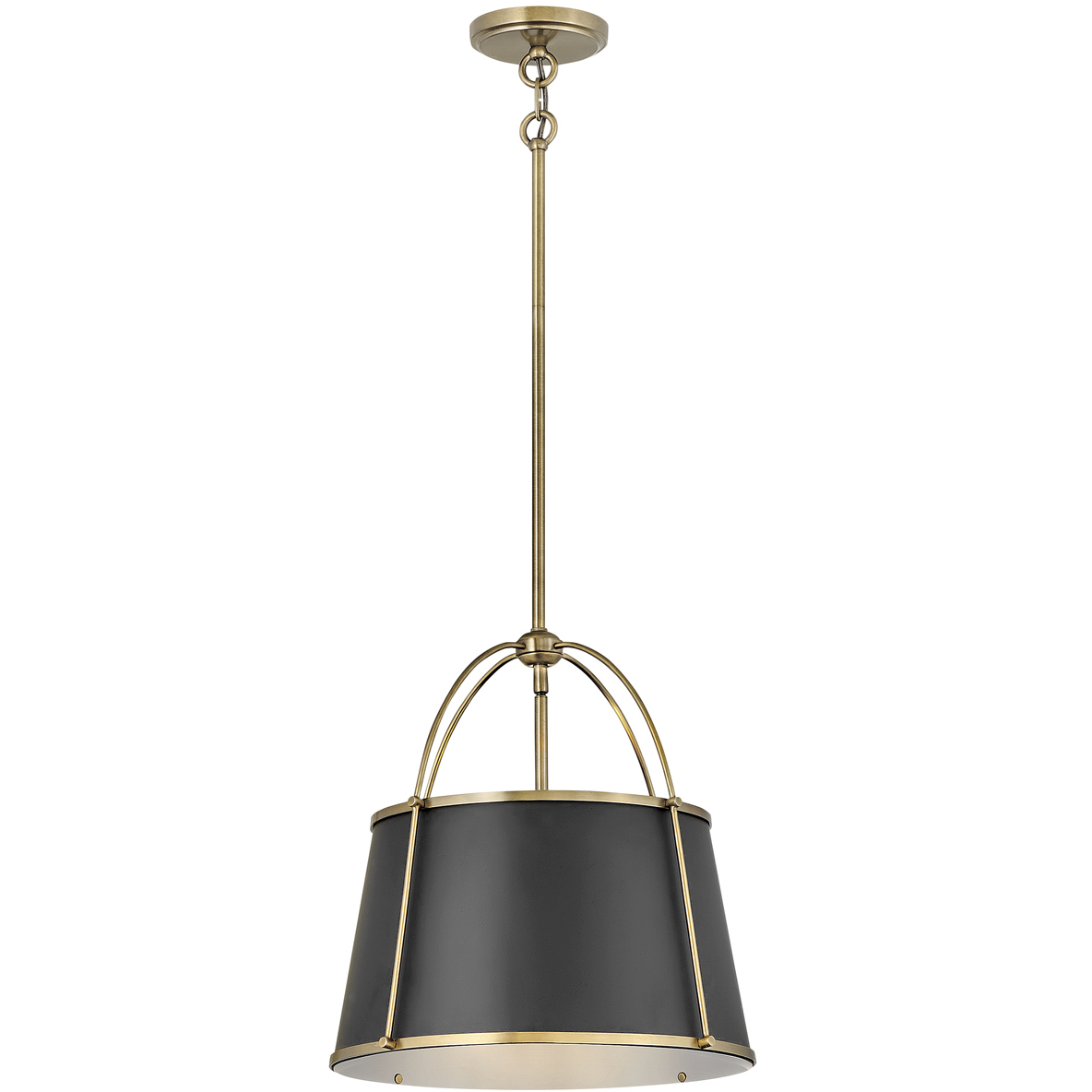 Clarke 1 Light 16.25 inch Warm Brass with Black Indoor Chandelier Ceiling Light