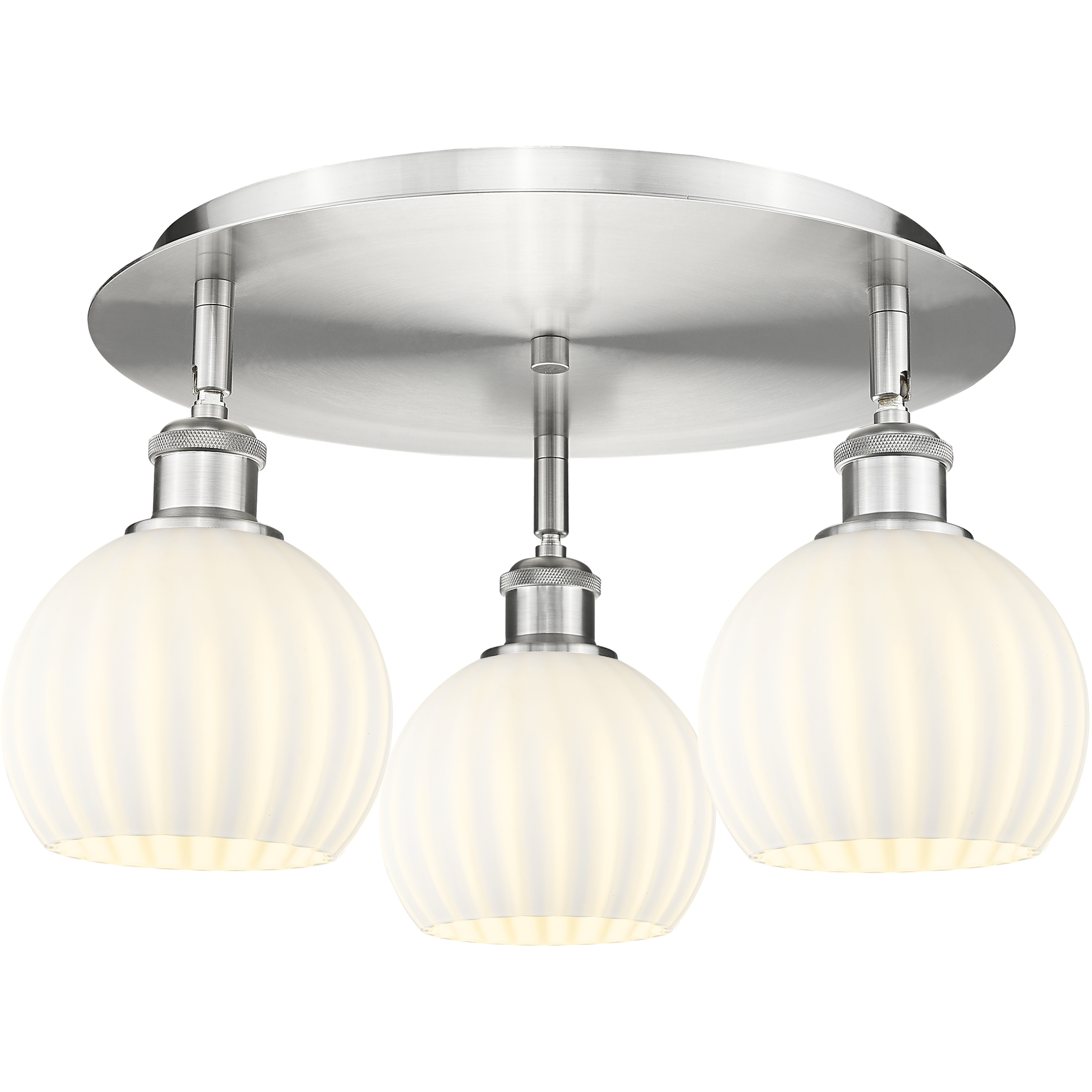 Ballston White Venetian 3 Light 17.75 inch Satin Nickel Flush Mount Ceiling Light