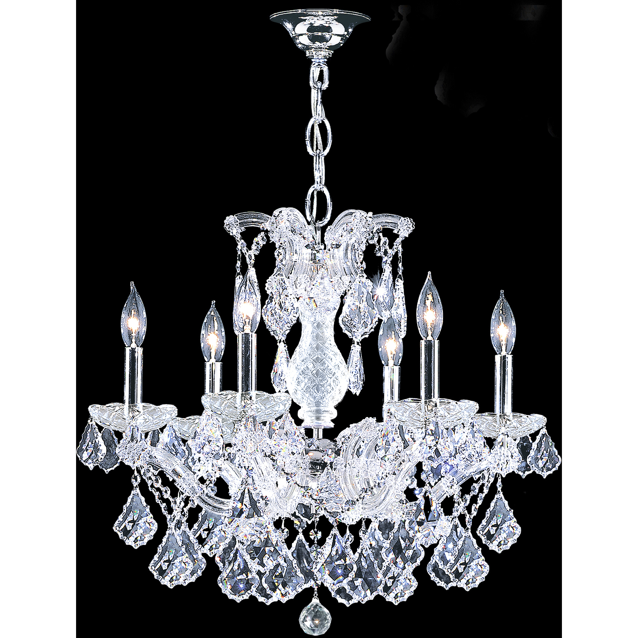 Maria Theresa Grand 6 Light 23 inch Silver Chandelier Ceiling Light, Grand