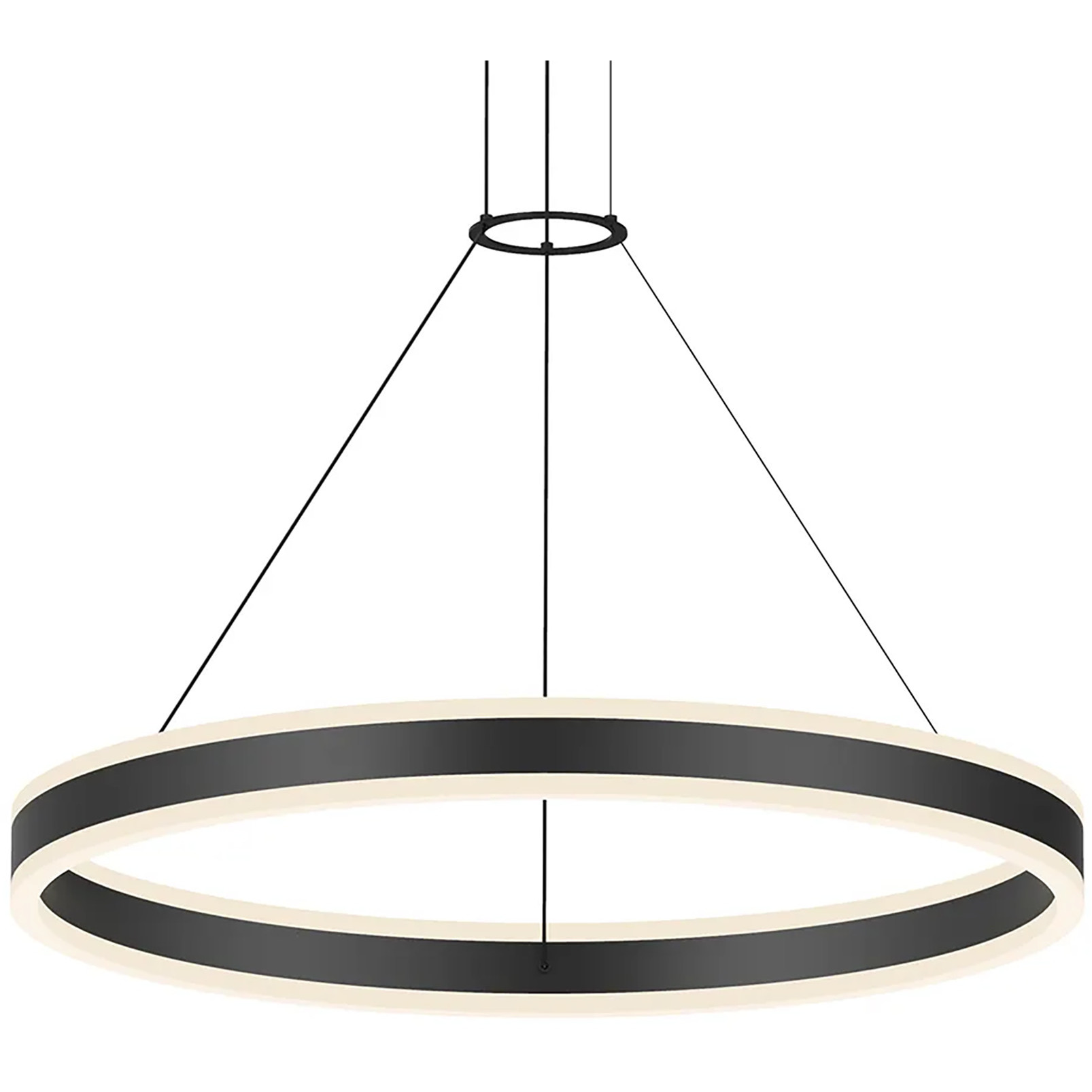 Double Corona LED 31.5 inch Satin Black Pendant Ceiling Light in Standard Suspension