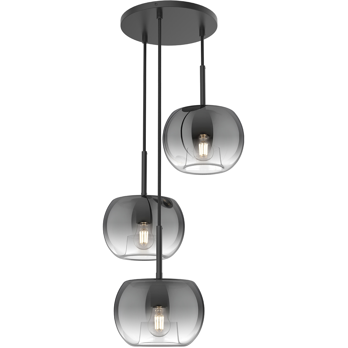 Samar 3 Light 14 inch Black Chandelier Ceiling Light in Transition Smoked Glass