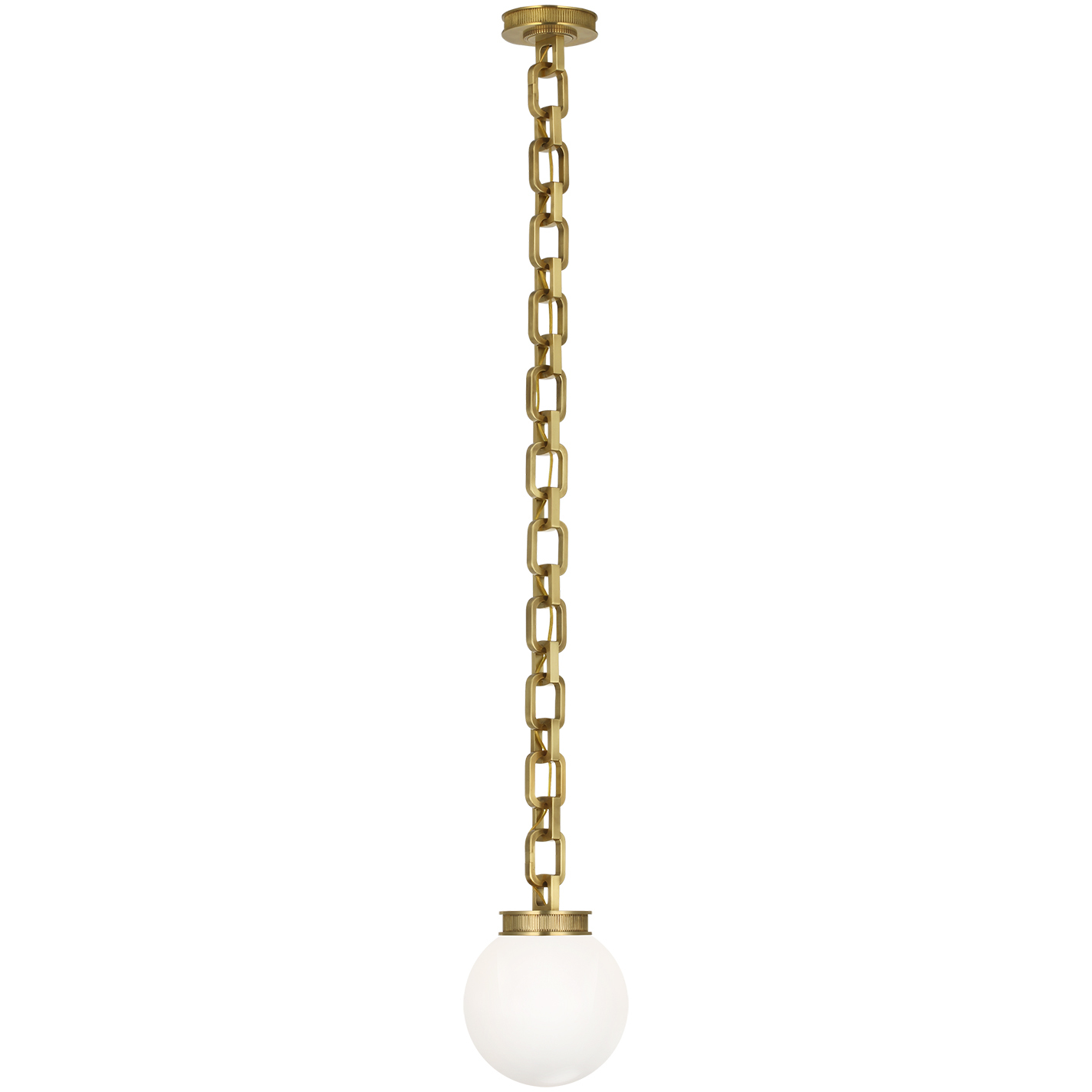 Marie Flanigan Bellamy LED 8 inch Soft Brass Globe Chandelier Ceiling Light in White Glass