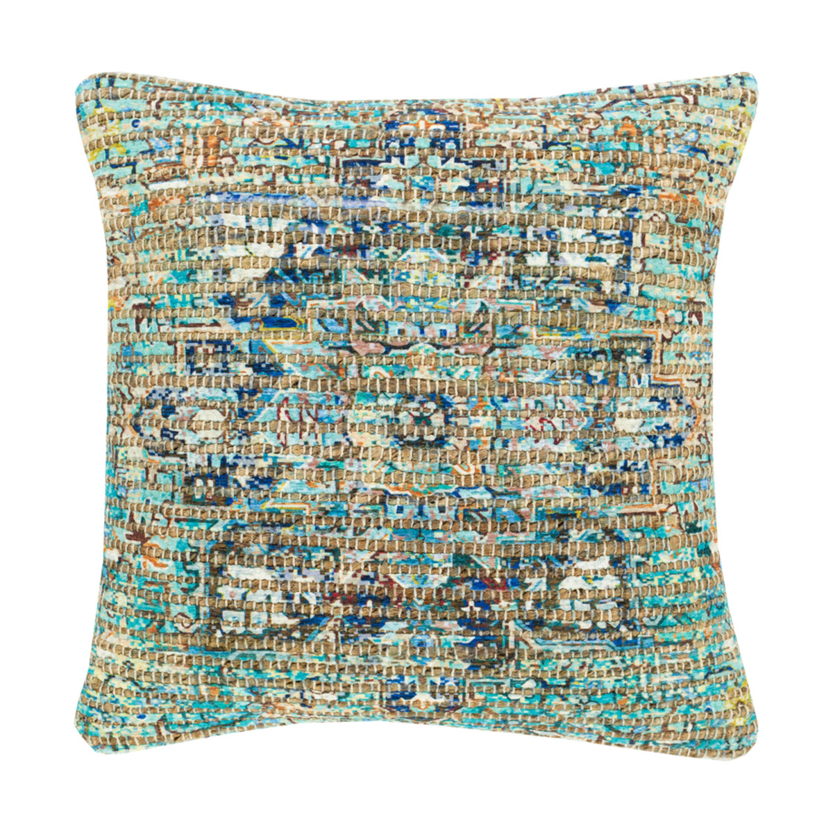 Coventry 18 X 18 inch Aqua/Ivory/Bright Blue/Burnt Orange/Bright Yellow Pillow Cover