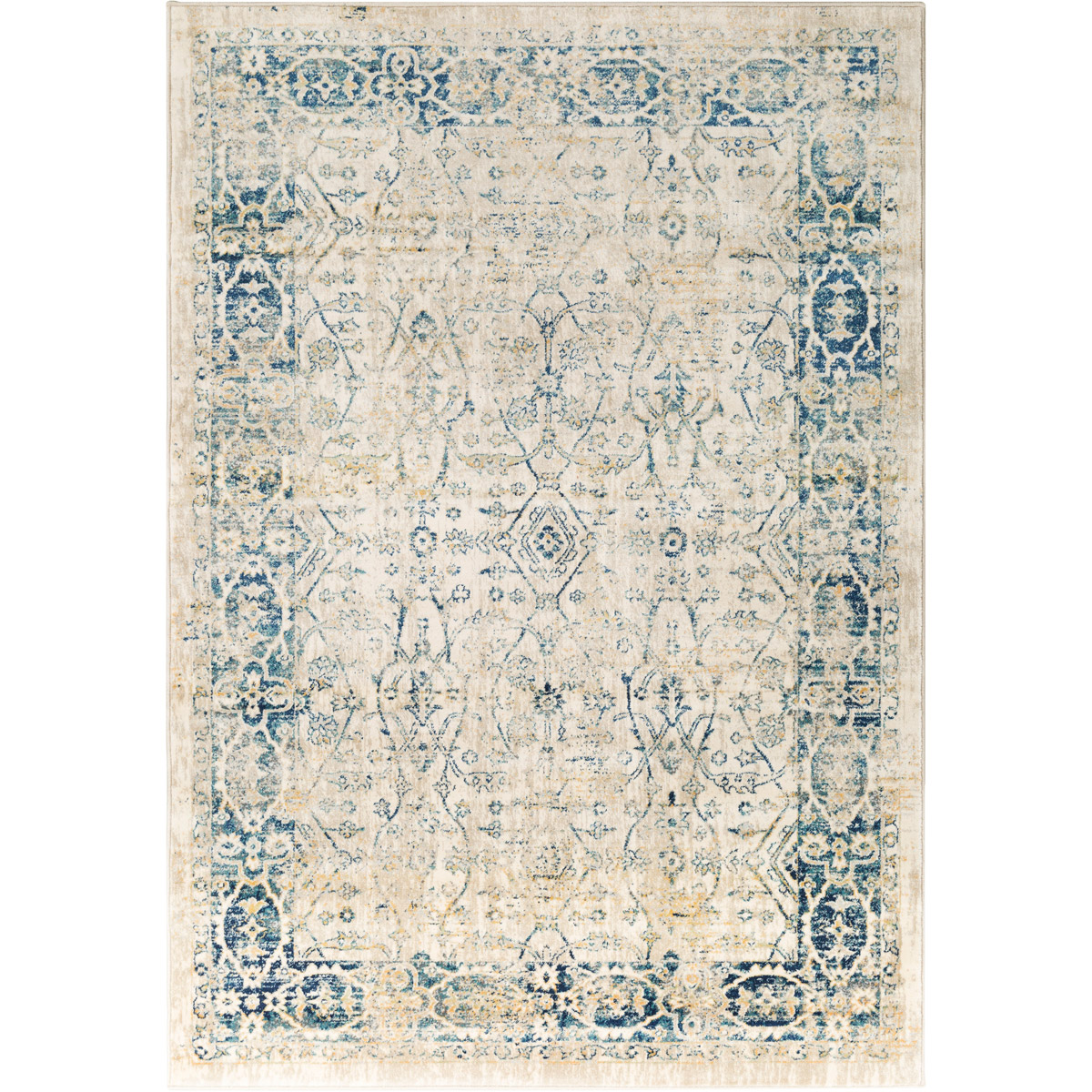 Tharunaya 36 X 24 inch Blue and Neutral Area Rug, Polypropylene