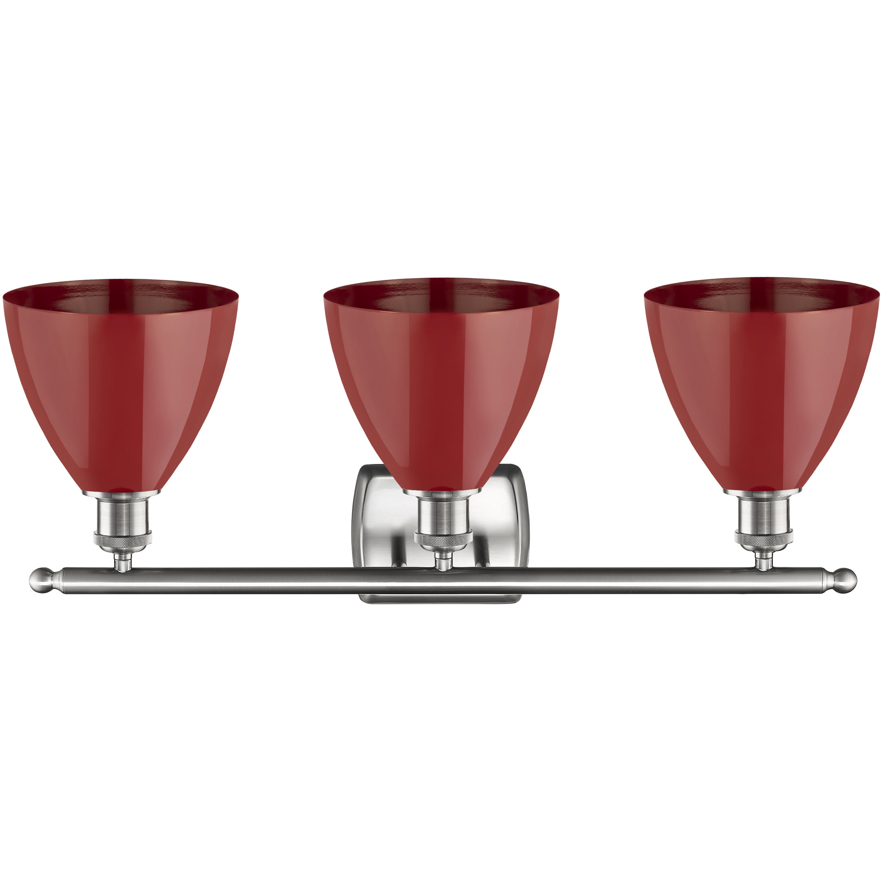 Ballston Plymouth Dome 3 Light 28 inch Brushed Satin Nickel Bath Vanity Light Wall Light in Matte Red