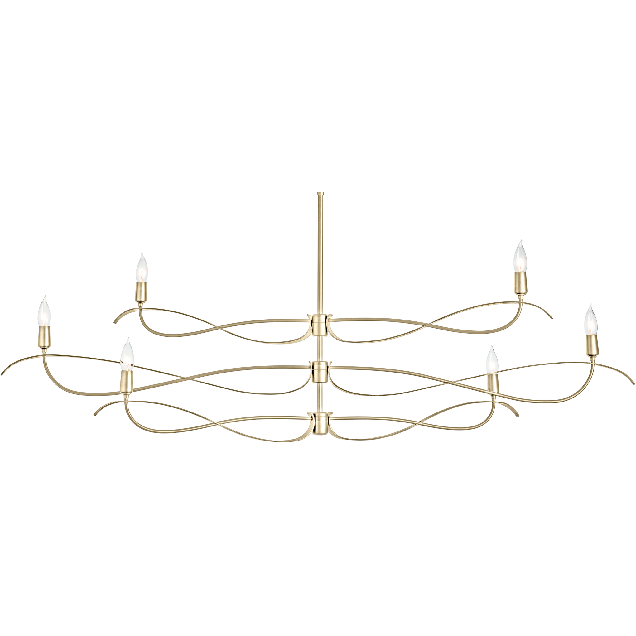 Willow 6 Light 59.4 inch Modern Brass Chandelier Ceiling Light, Large