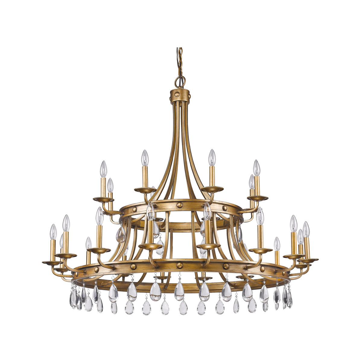 Krista 24 Light 49 inch Antique Gold Chandelier Ceiling Light