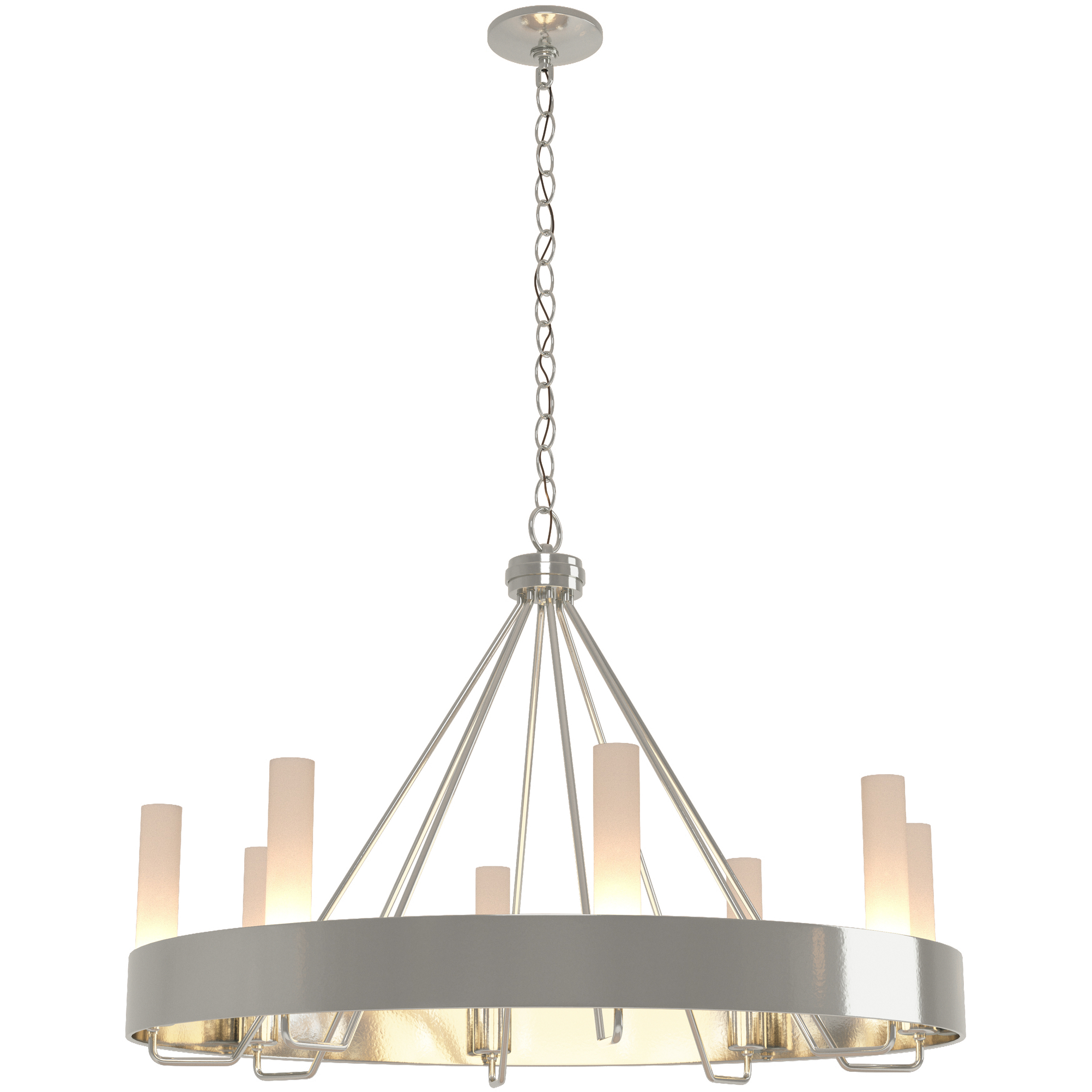 Banded Ring 8 Light 32 inch Sterling Chandelier Ceiling Light in Frosted