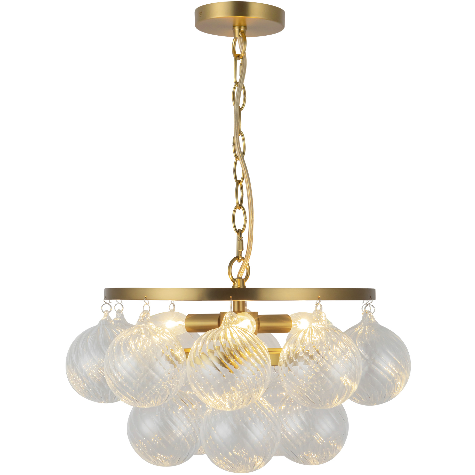 Alora Mood Faye 3 Light 17.75 inch Brushed Gold Chandelier Ceiling Light in Clear Ribbed Glass