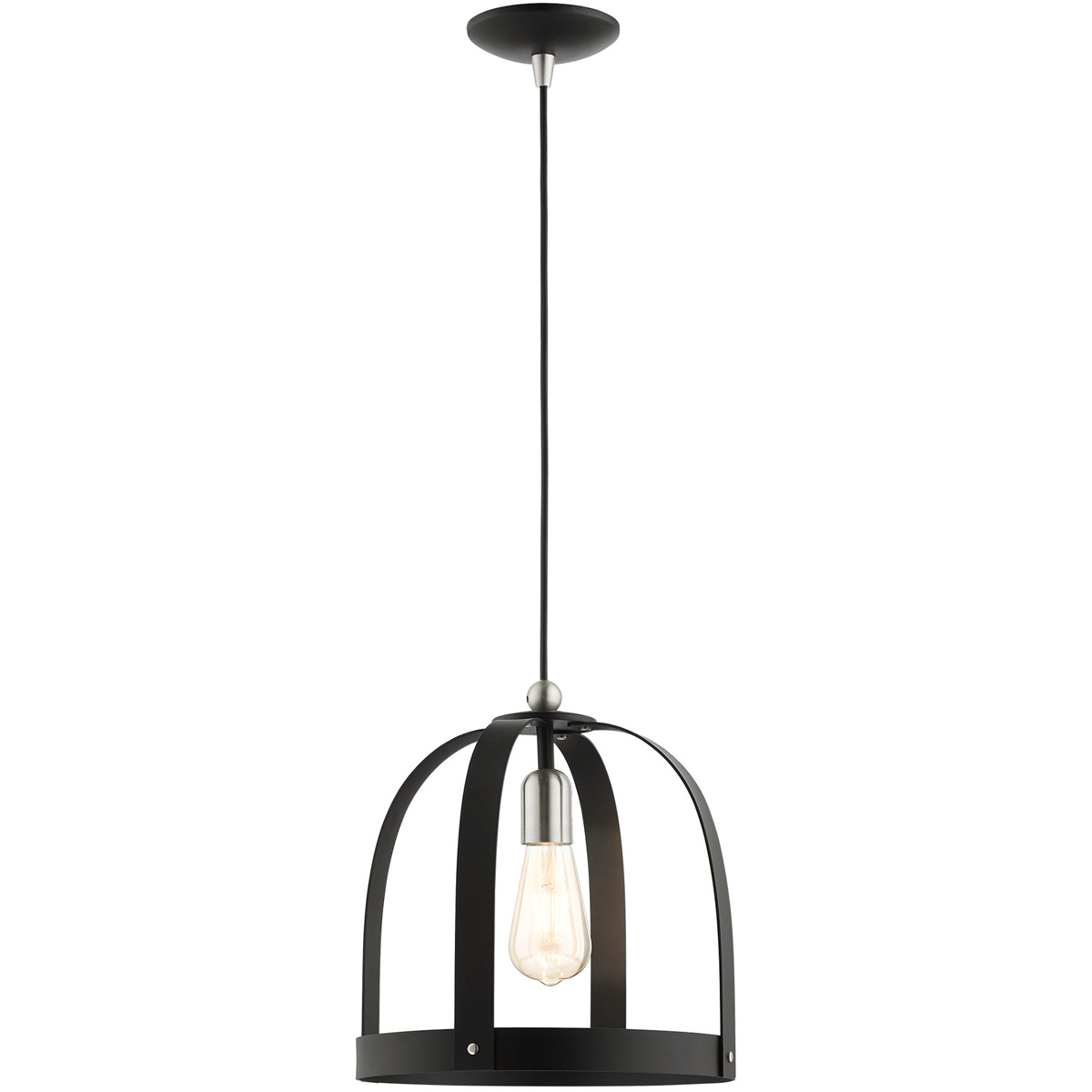 Stoneridge 1 Light 11.5 inch Textured Black with Brushed Nickel Accents Pendant Ceiling Light
