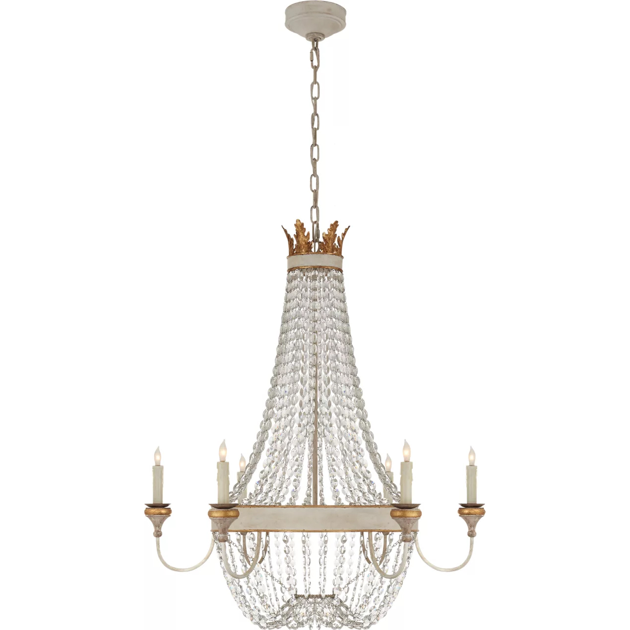Julie Neill Entellina 6 Light 34.25 inch Vintage White and Gild Chandelier Ceiling Light