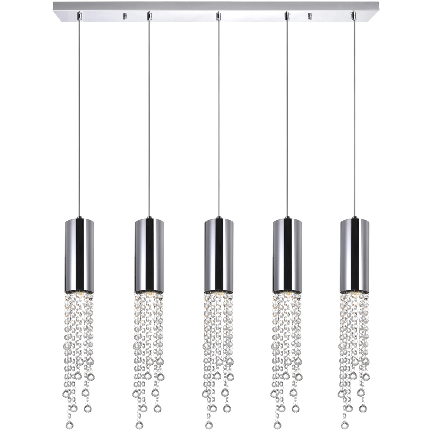 Extended 5 Light 40 inch Chrome Island/Pool Table Light Ceiling Light