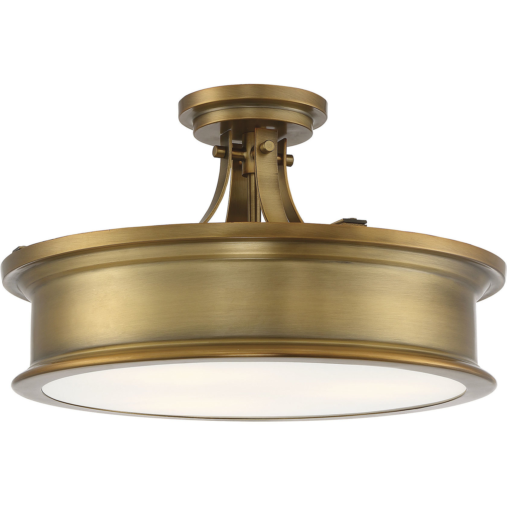 Watkins 3 Light 16 inch Warm Brass Semi-Flush Ceiling Light, Essentials