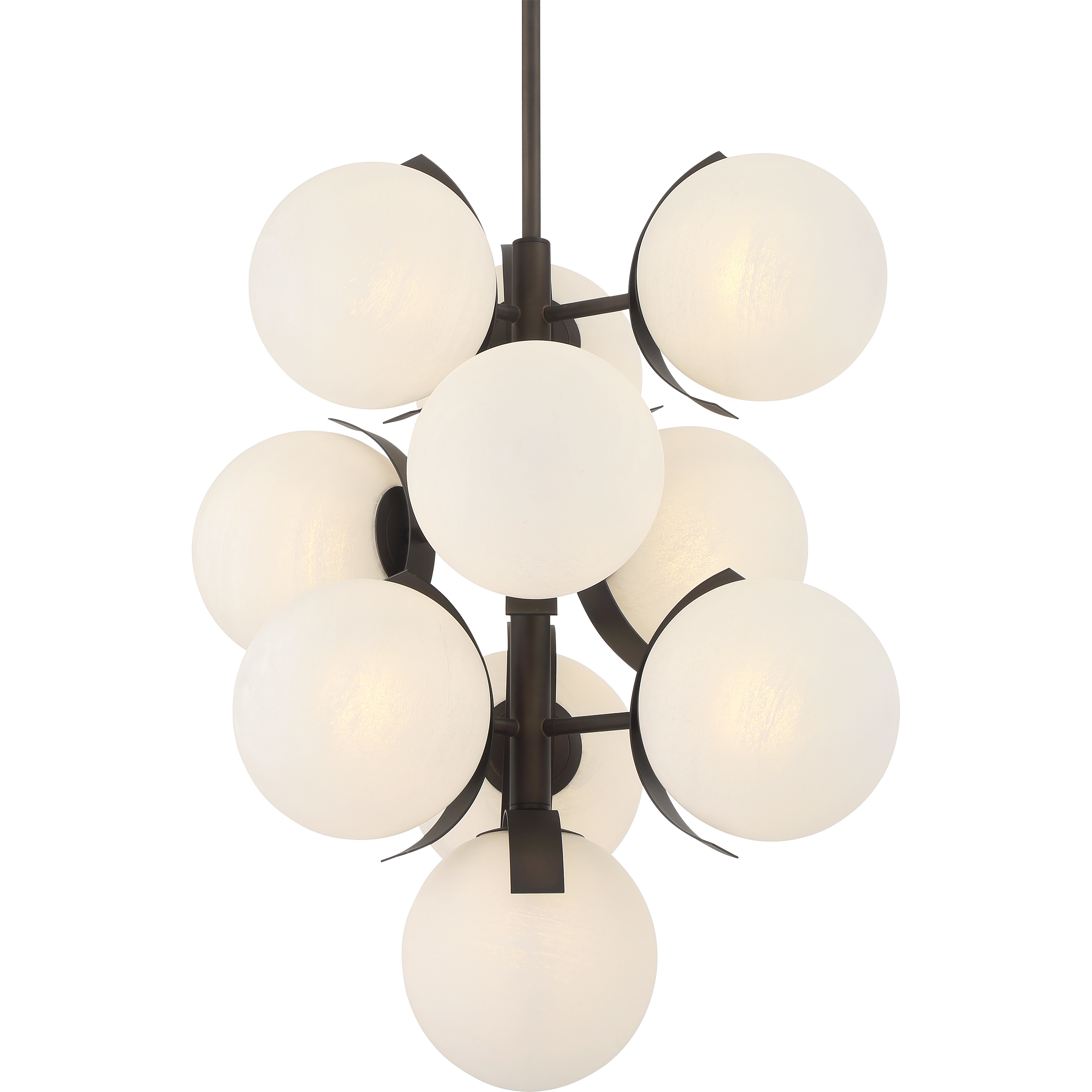 Vino 10 Light 24.75 inch Dark Bronze Pendant Ceiling Light in White Etched Alabaster Glass