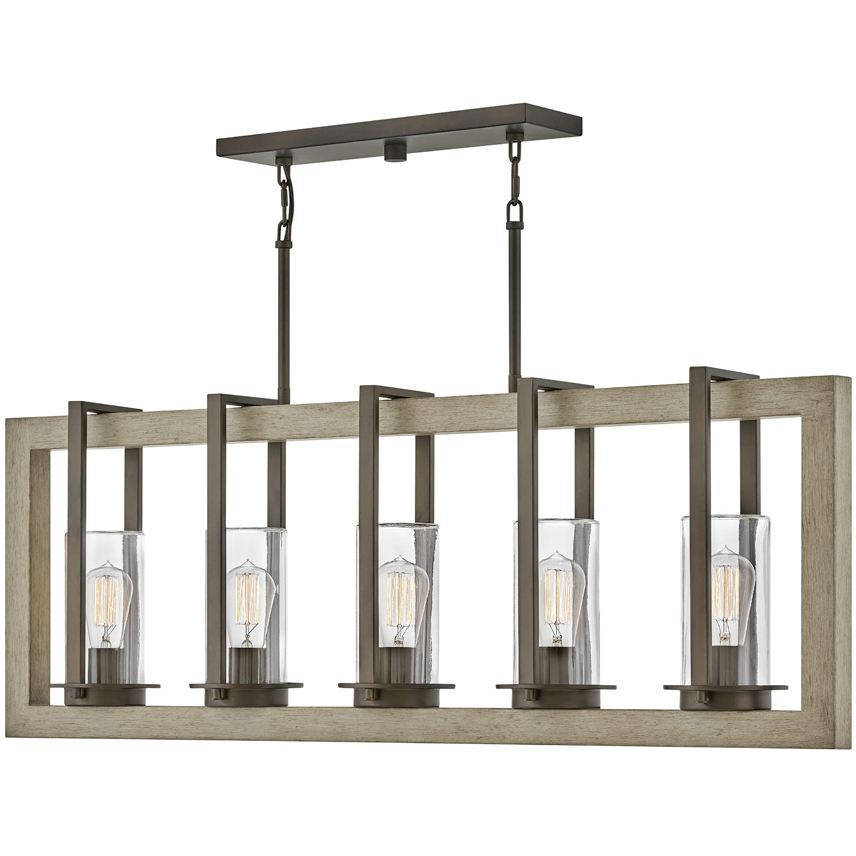 Open Air Riverwood 5 Light 42 inch Warm Bronze with Warm Ash Outdoor Linear Hanging Light