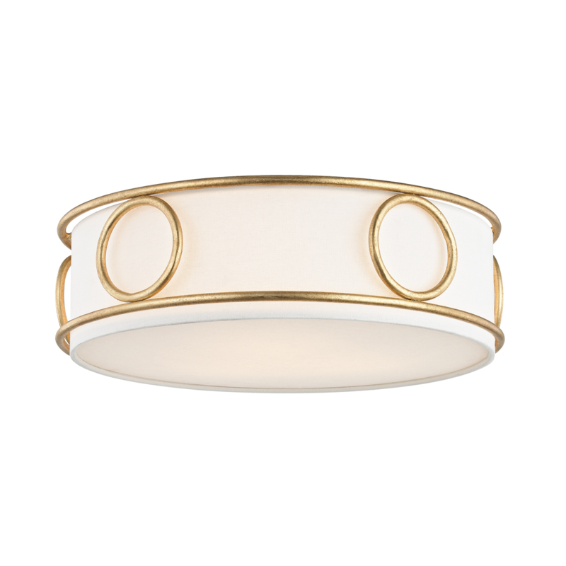Jade 3 Light 15.75 inch Gold Leaf Flush Mount Ceiling Light