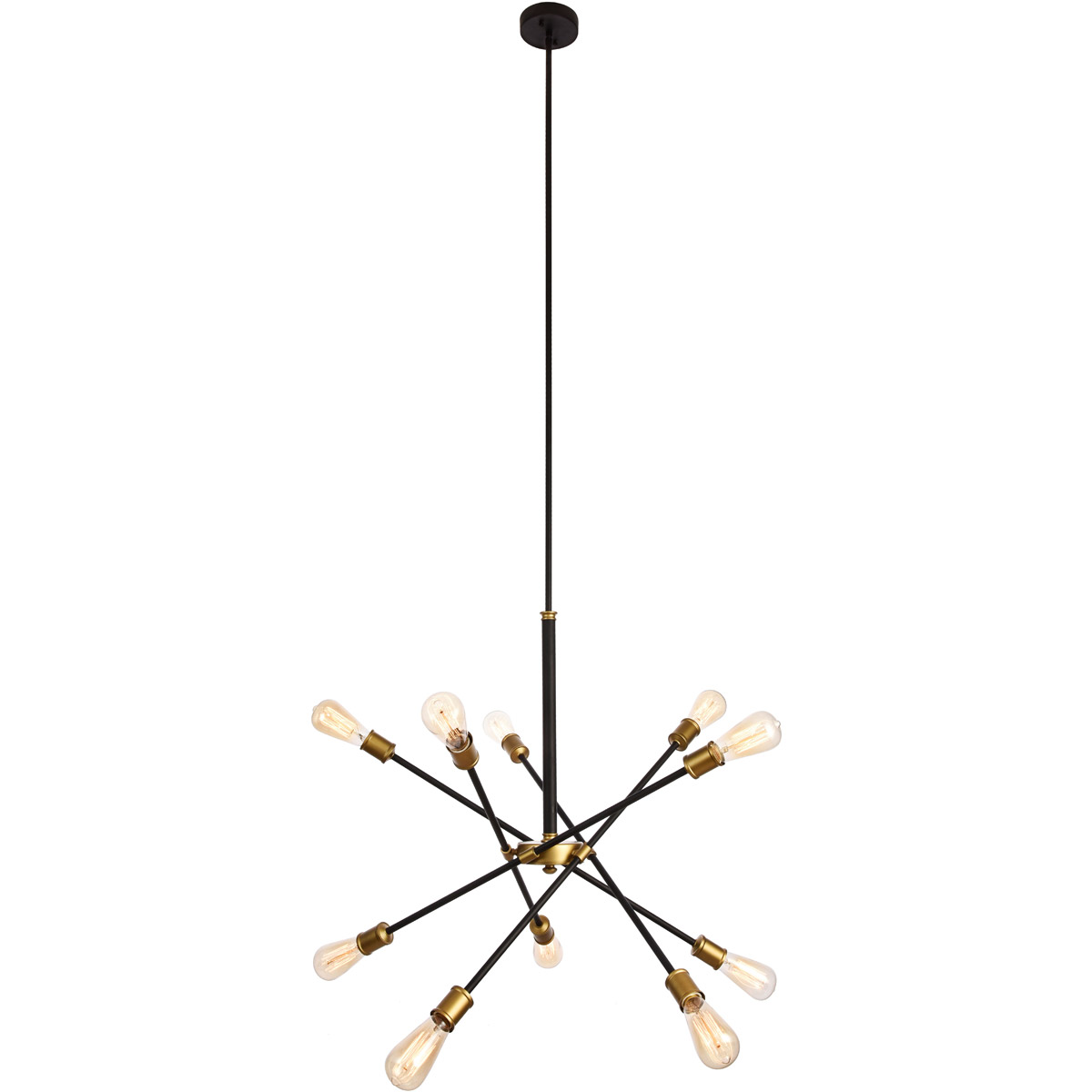 Axel 10 Light 27.2 inch Black and Brass Chandelier Ceiling Light