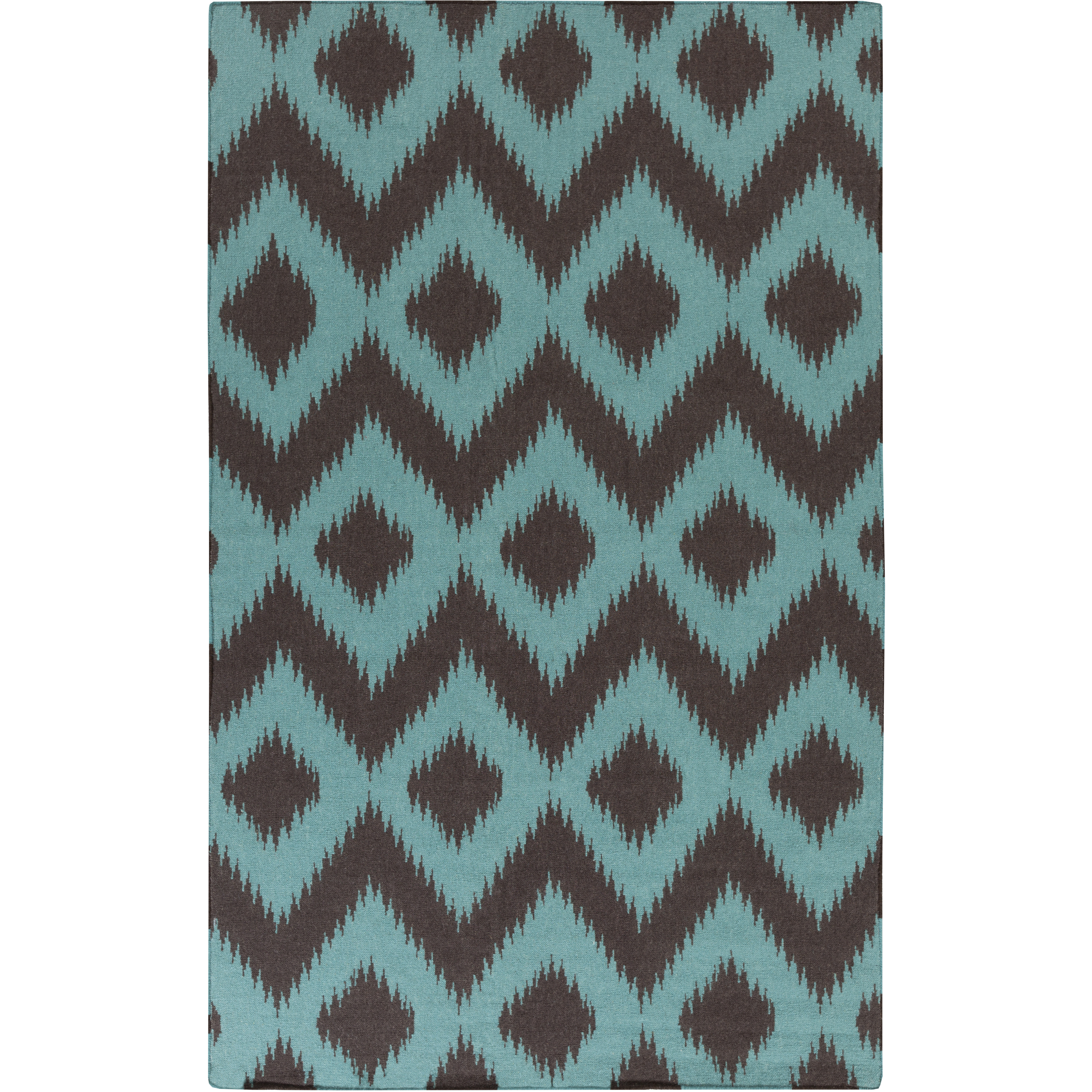 Frontier 36 X 24 inch Teal, Dark Brown Rug