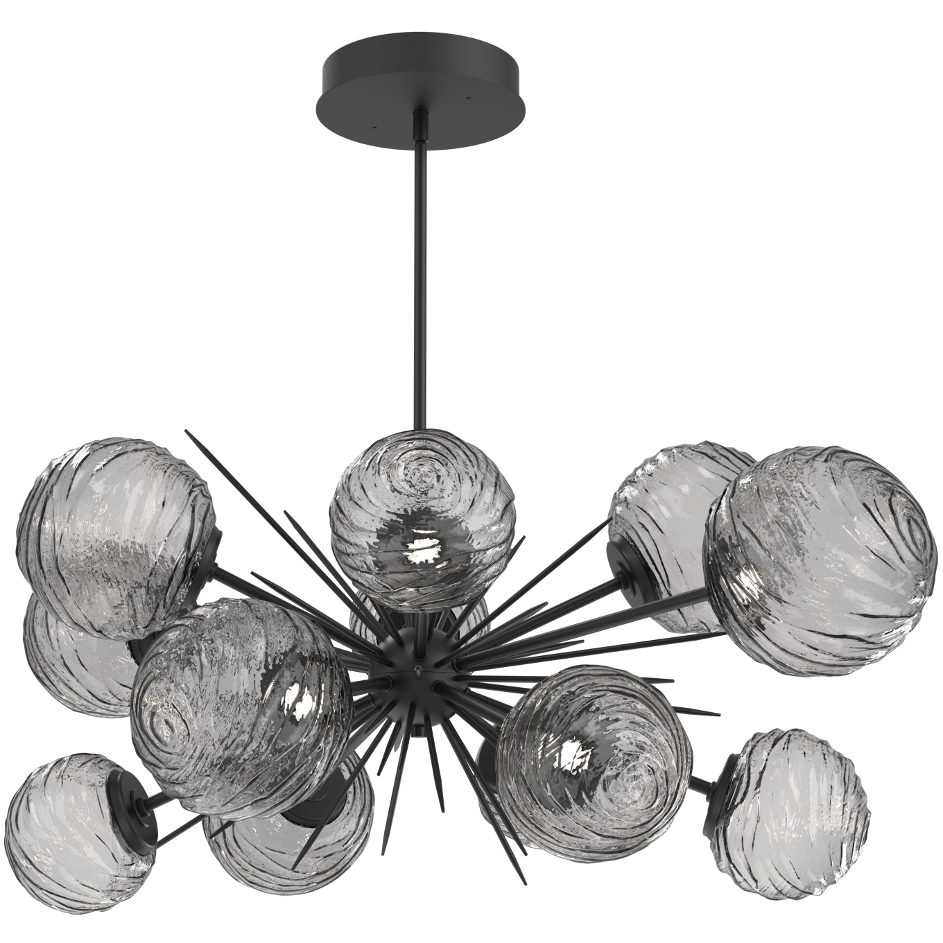 Gaia LED 39.4 inch Matte Black Linear Pendant Ceiling Light in 3000K LED, Smoke
